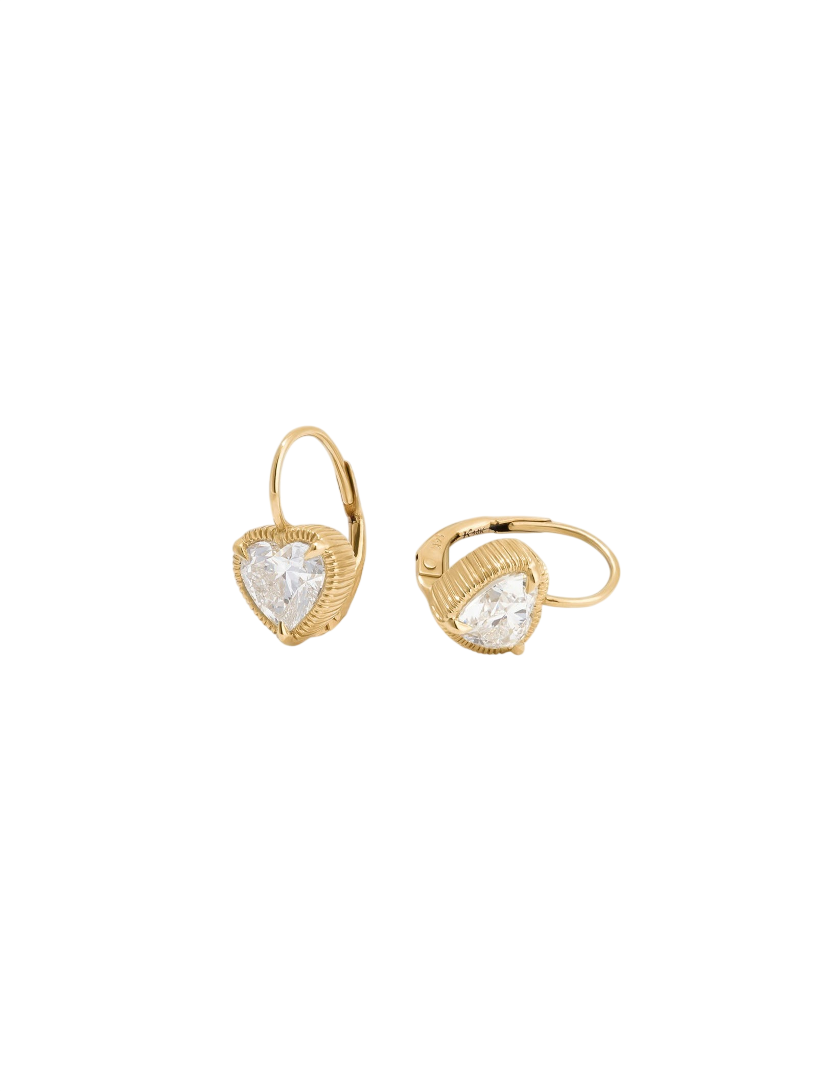 Solis Ribbed Heart Diamond Earrings