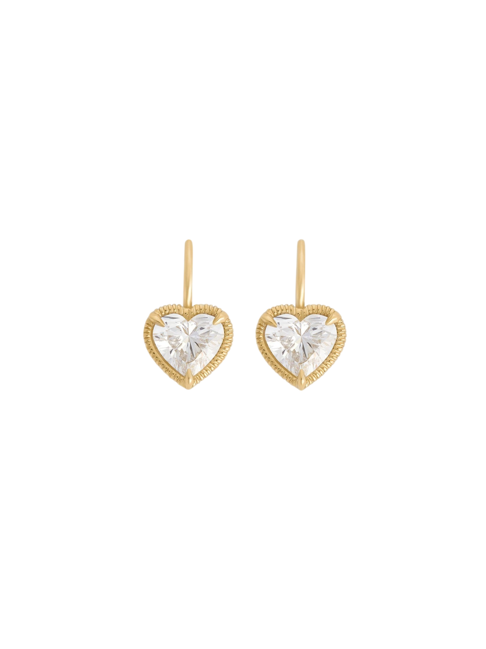Solis Ribbed Heart Diamond Earrings