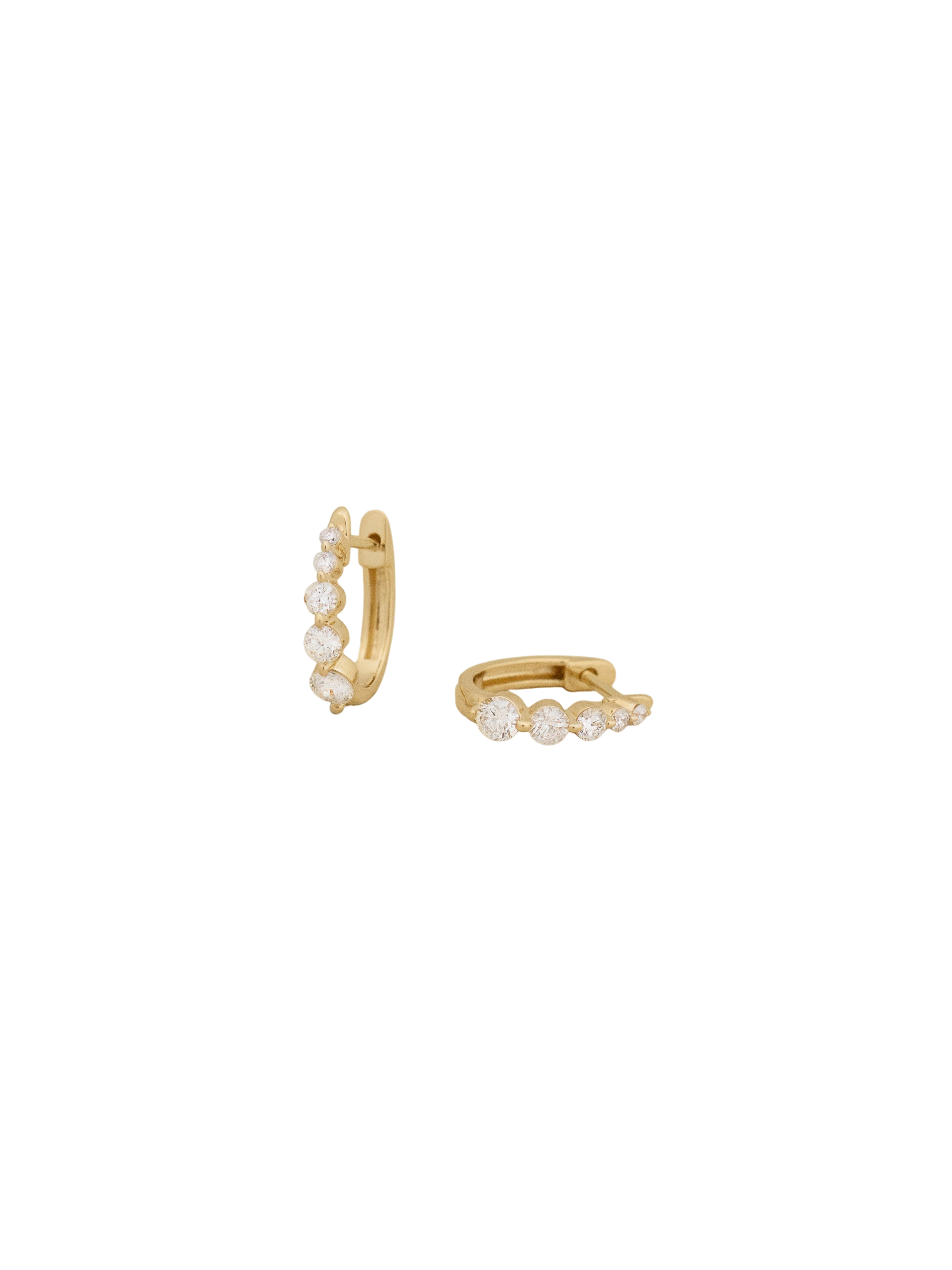 Graduated Huggie Earrings Diamond