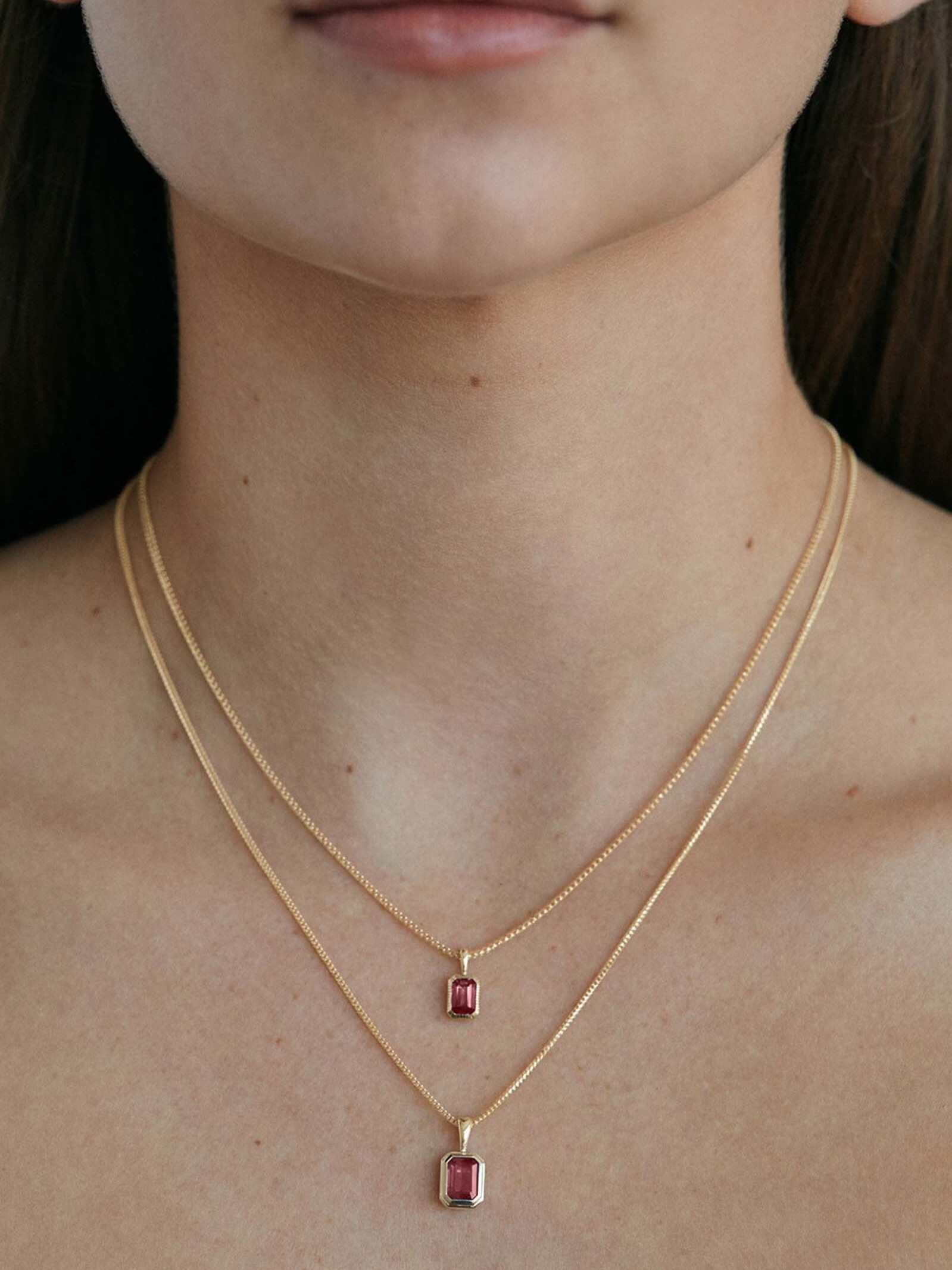 Lyra Emerald Cut Pendant Ruby