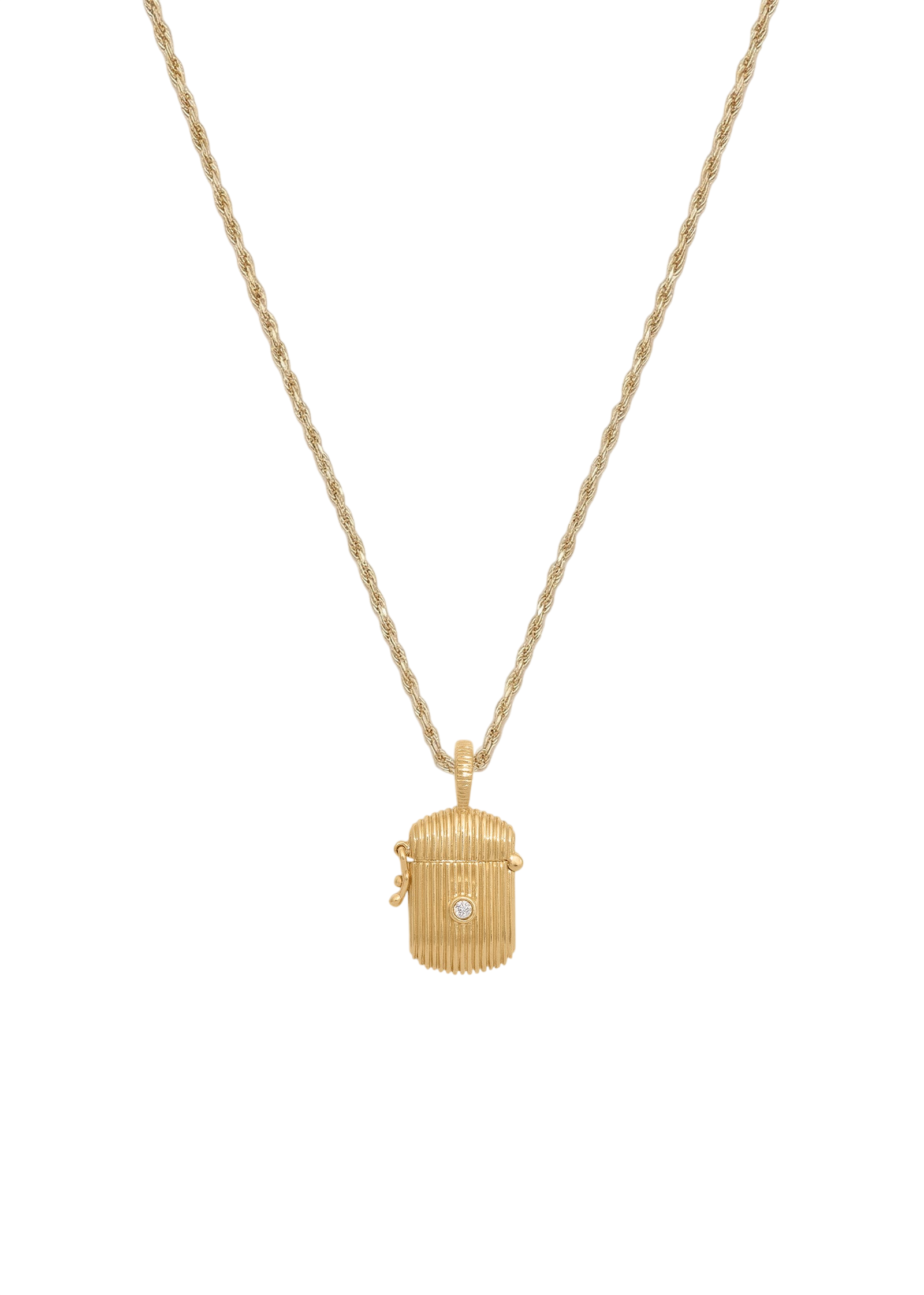 Relic Ribbed Locket Necklace Diamond