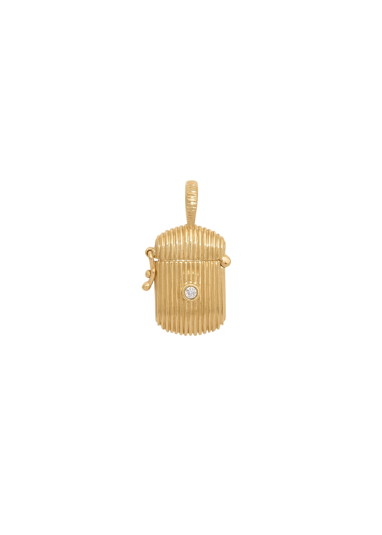 Relic Ribbed Locket Necklace Diamond