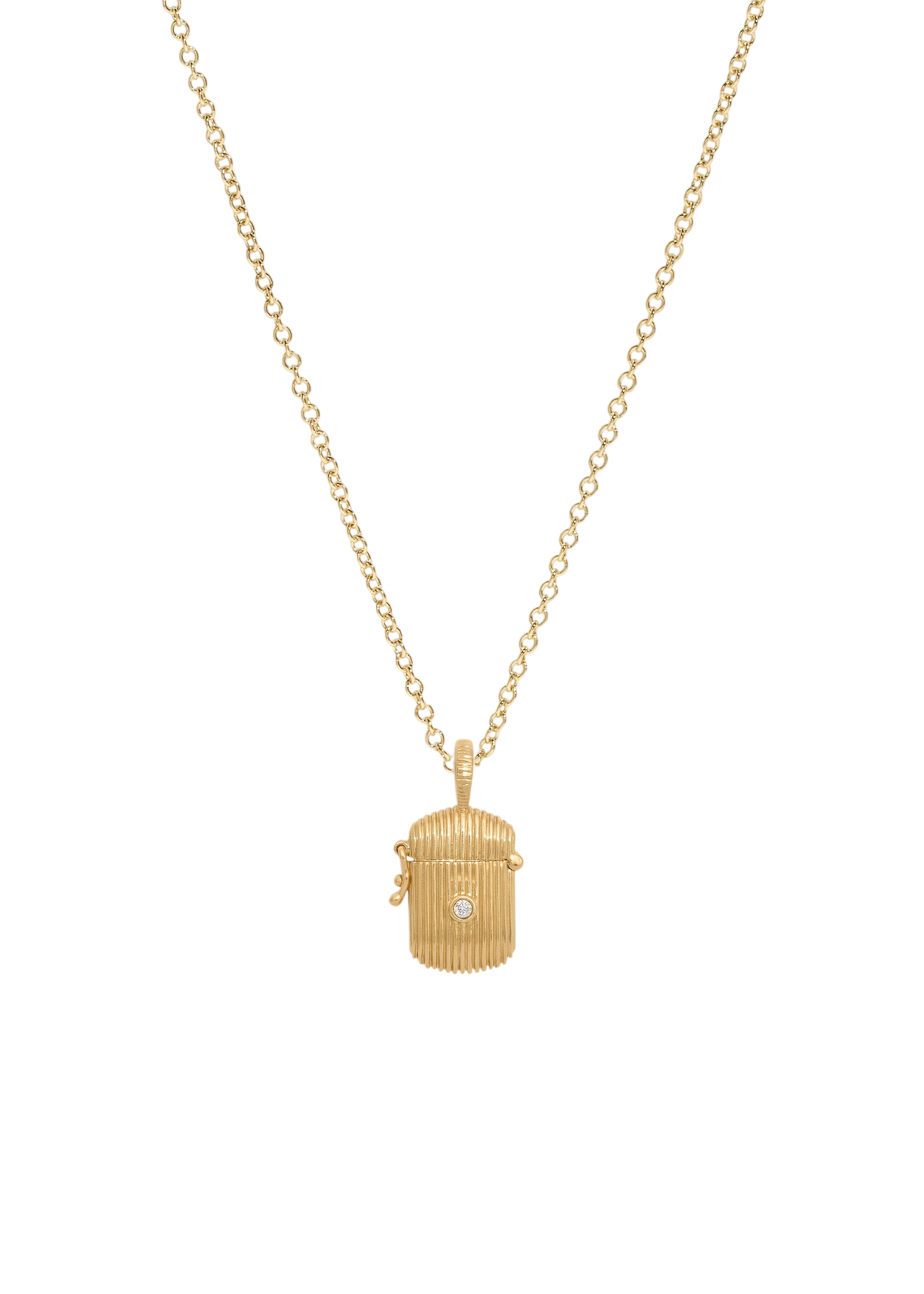 Relic Ribbed Locket Necklace Diamond photo