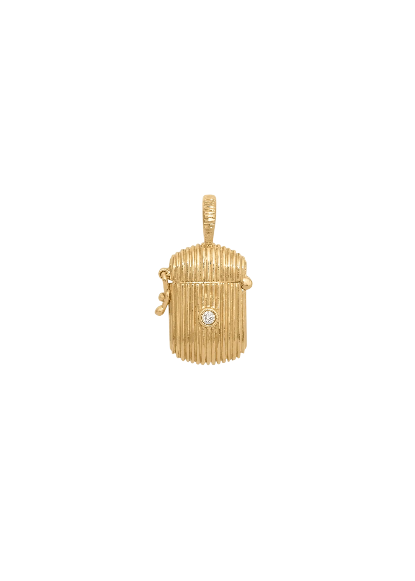 Relic Ribbed Locket Necklace Diamond