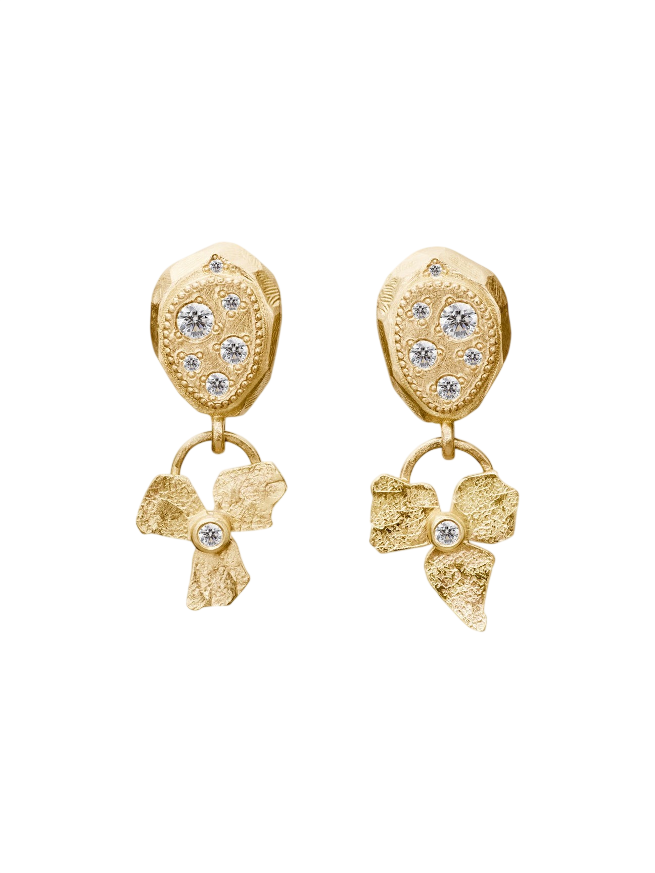 A Bit Brutal single earrings no.1 18kt gold & damonds