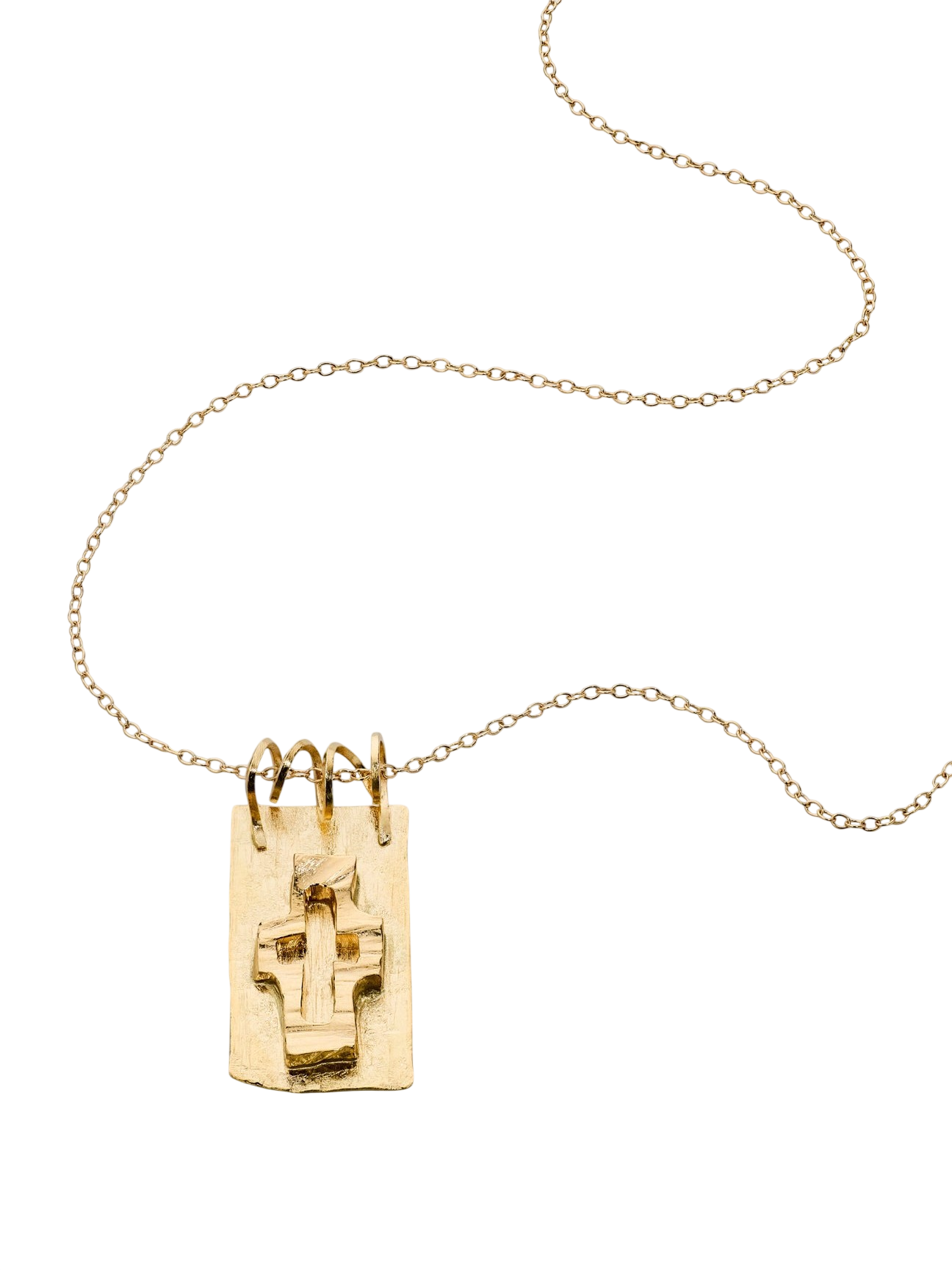 A Bit Brutal cross pendant with chain in 18k gold