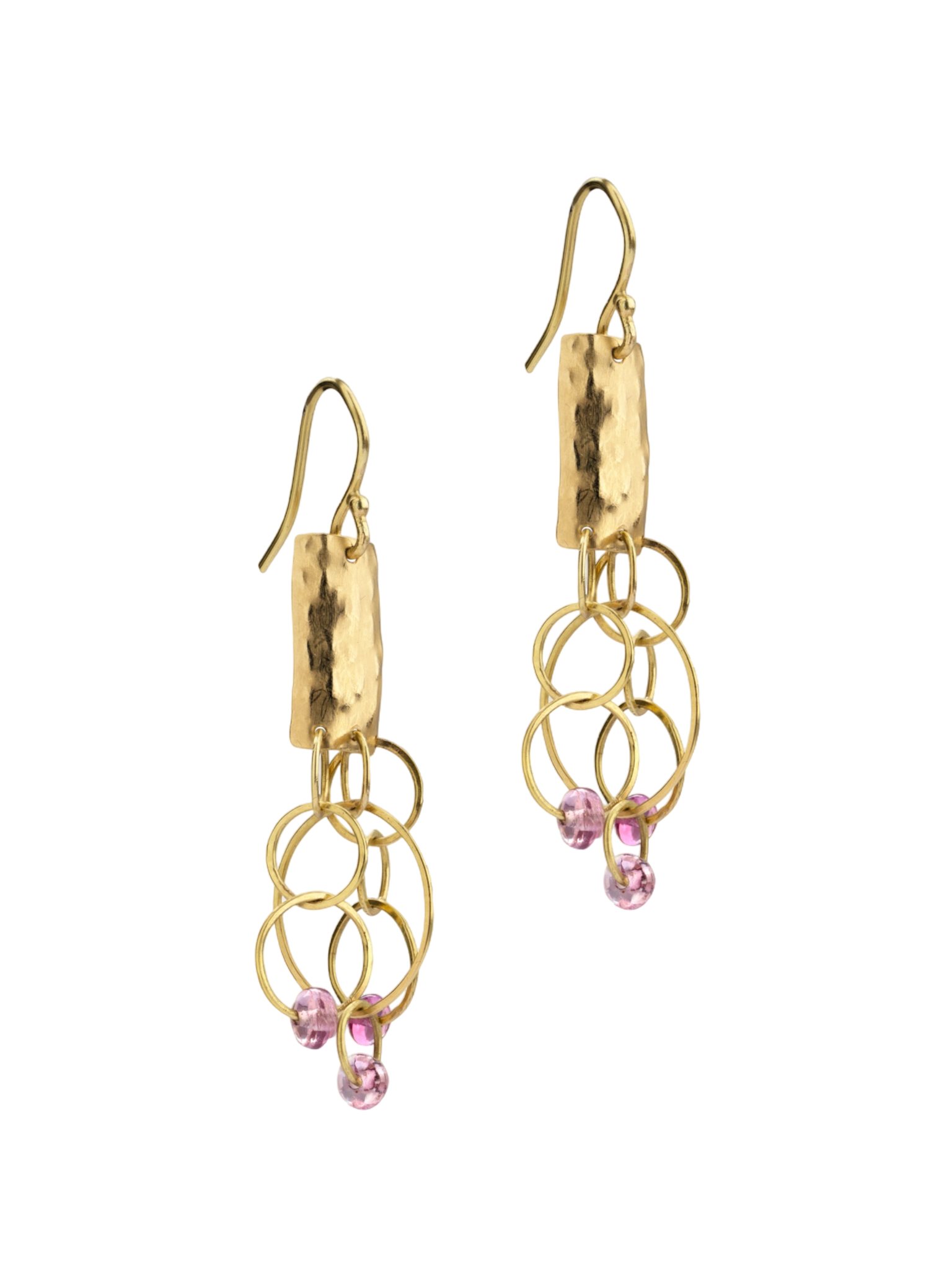 Tribal earrings with peach spinels