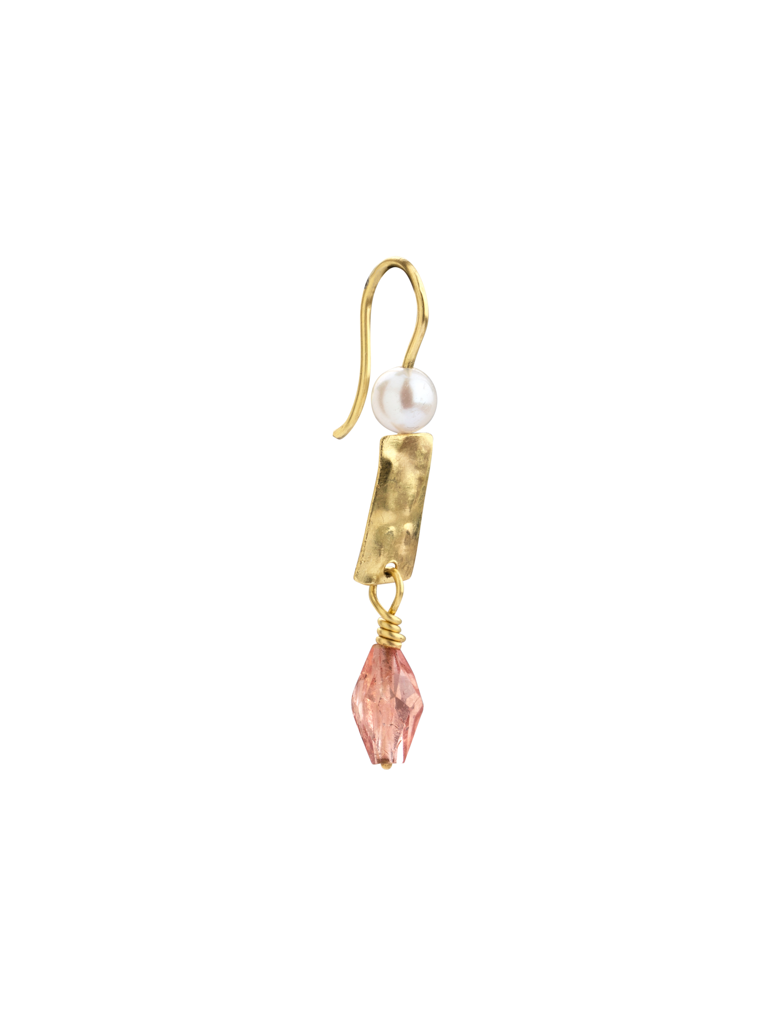 Tribal spinel drop and pearl earring