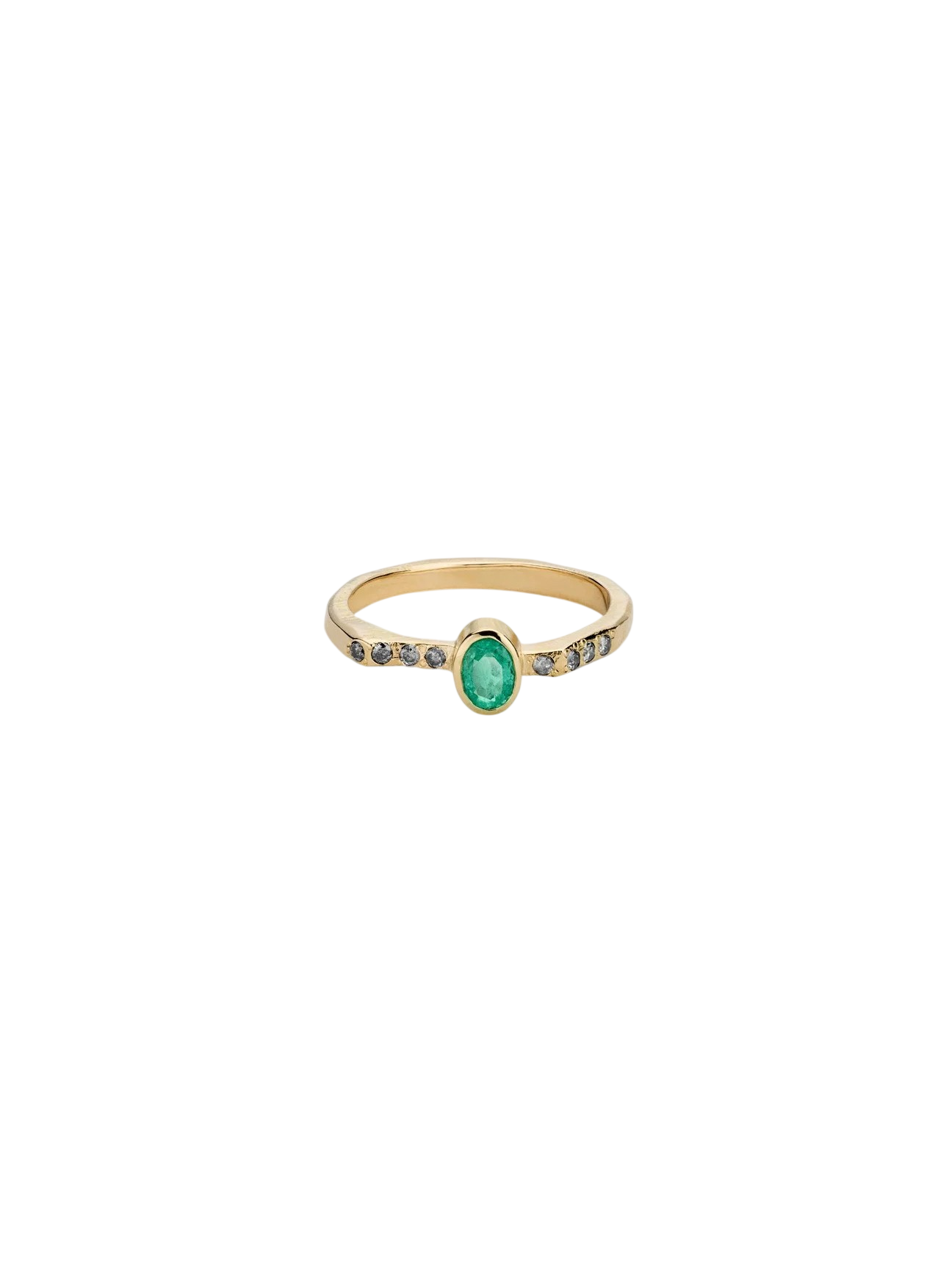 A Bit Brutal Ring No. 5 18kt gold, emerald, salt-and-pepper diamonds