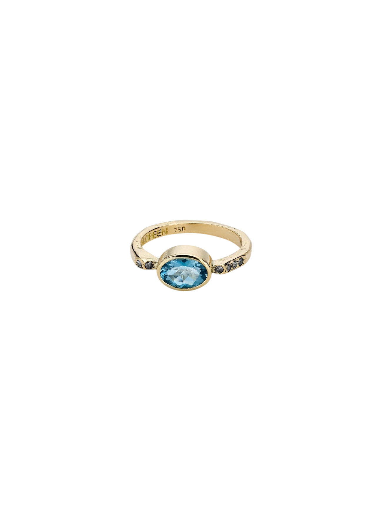 A Bit Brutal ring no.5 18kt gold & blue tourmaline & salt n' pepper diamonds