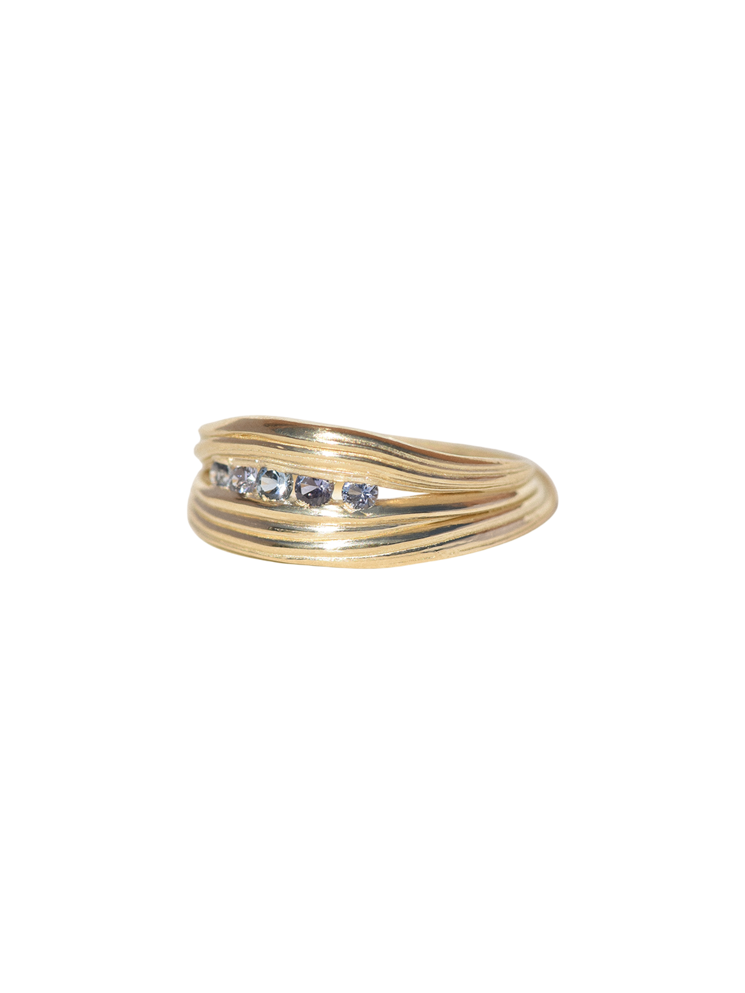 Yogo sapphire ligne ring in 14k gold