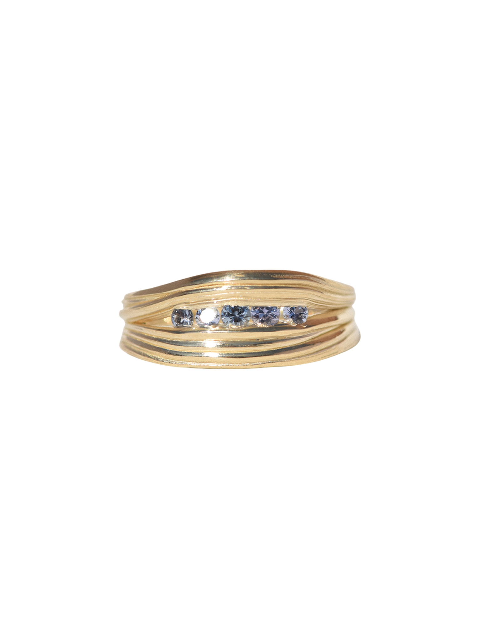 Yogo sapphire ligne ring in 14k gold