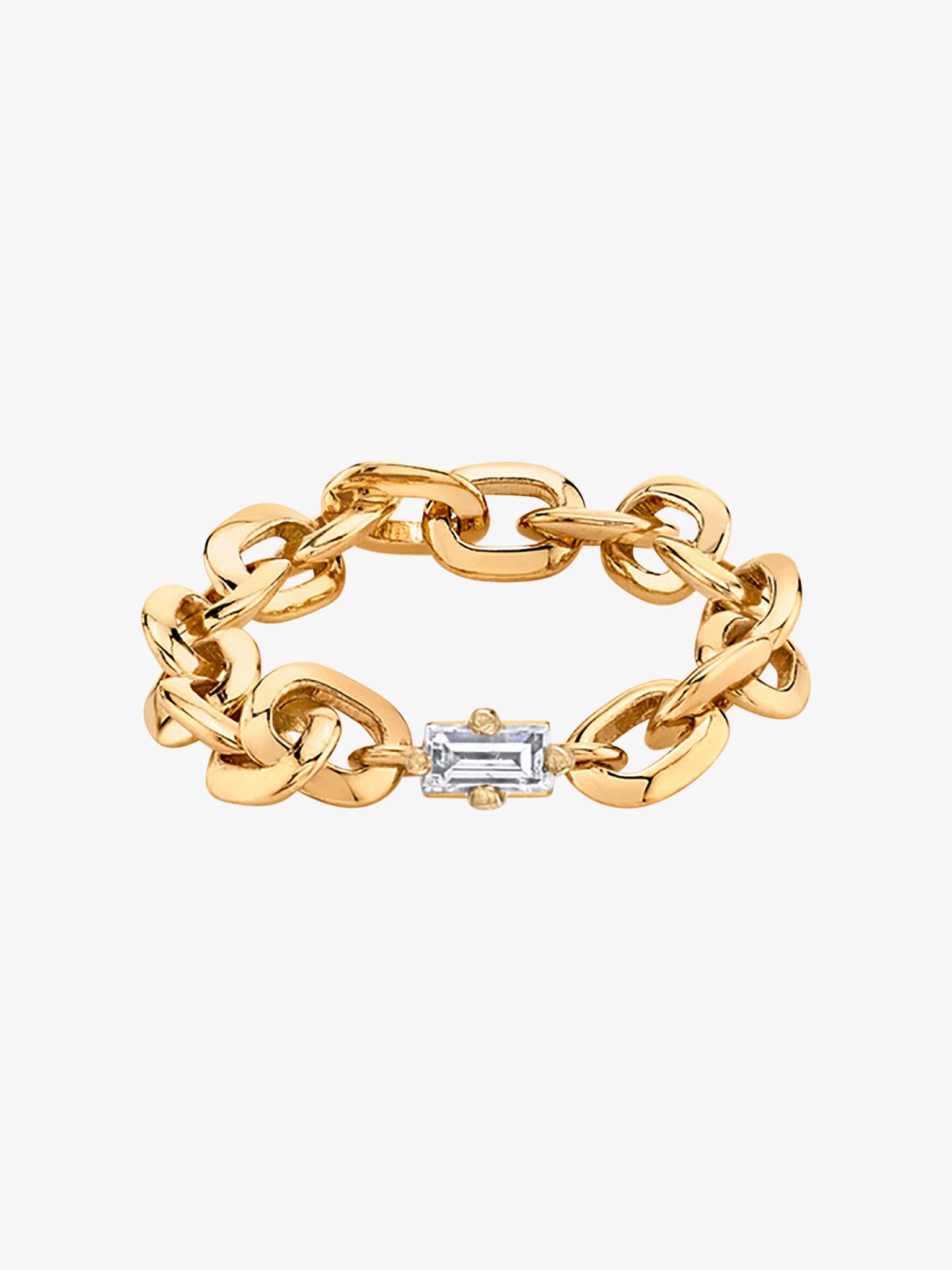 Knife edge chain ring with baguette diamond