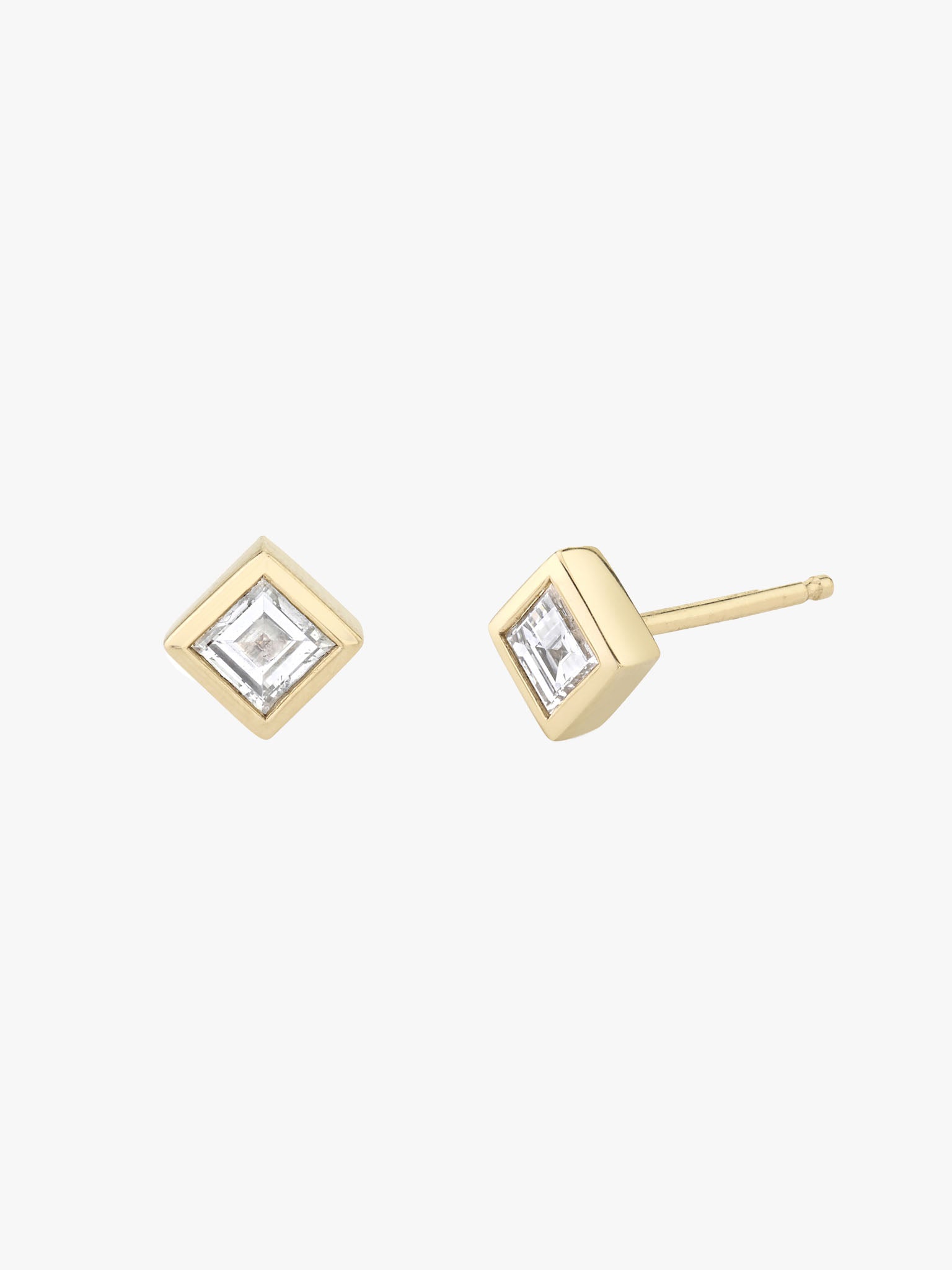 Mini carre diamond bezel stud