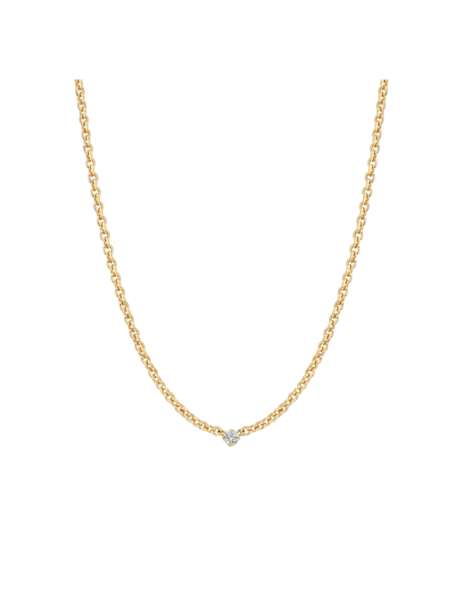 Micro Chain Necklace With Diamond Center