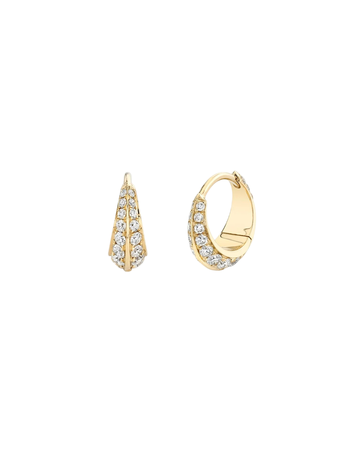 Crescent Hoops with Double Sided Pave