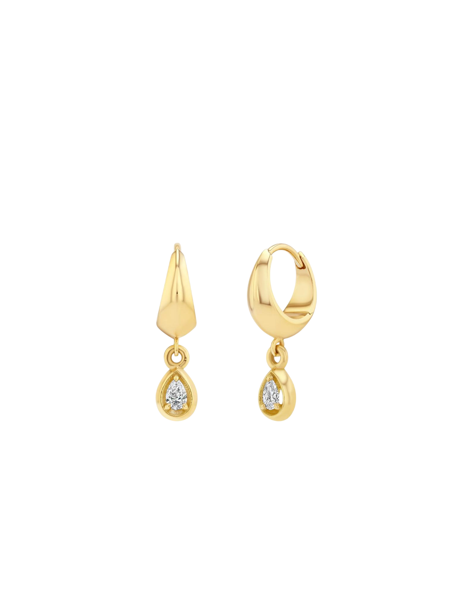 Small Crescent with diamond pear bezel dangle