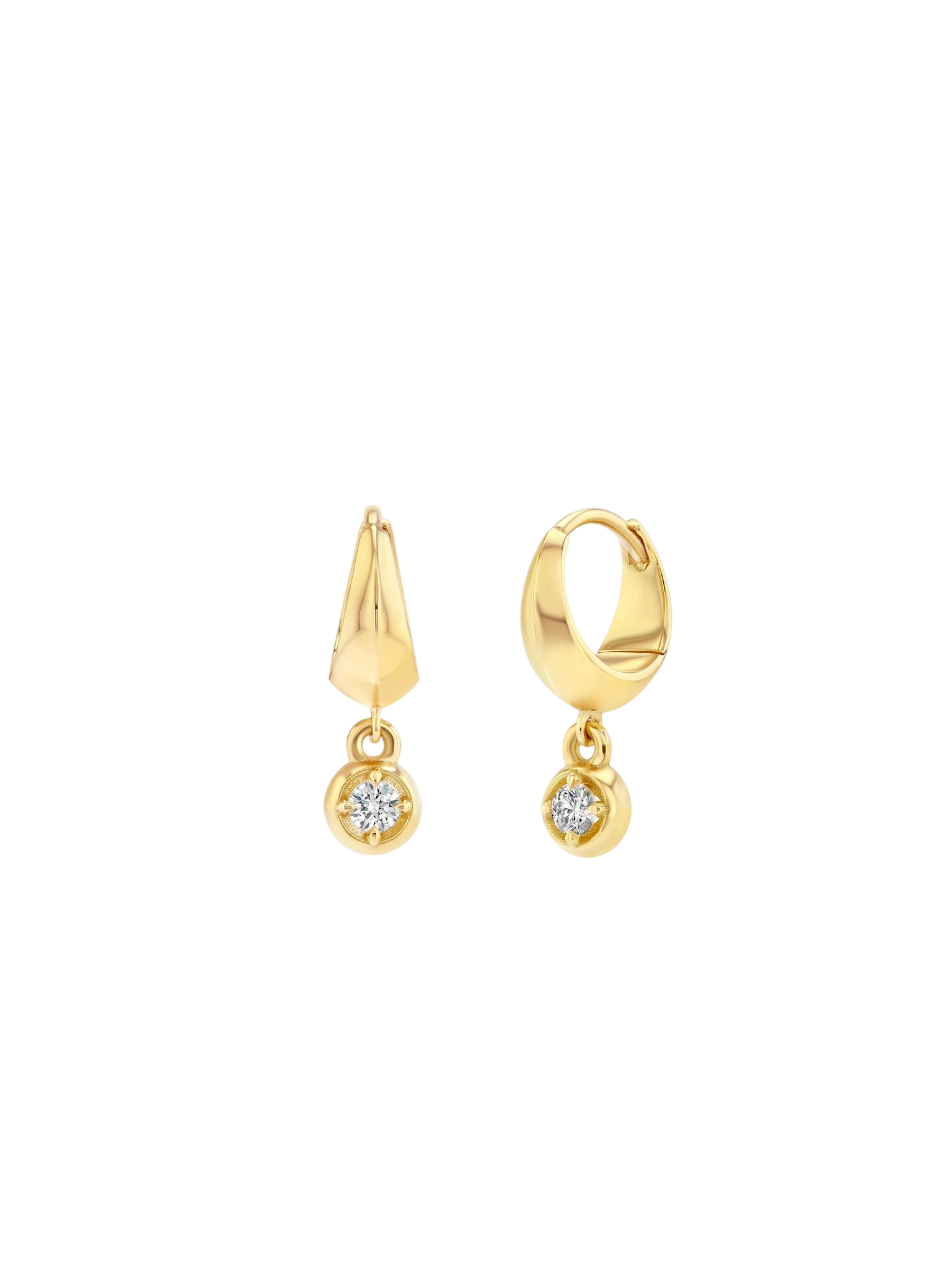 Small Crescent with diamond round bezel dangle