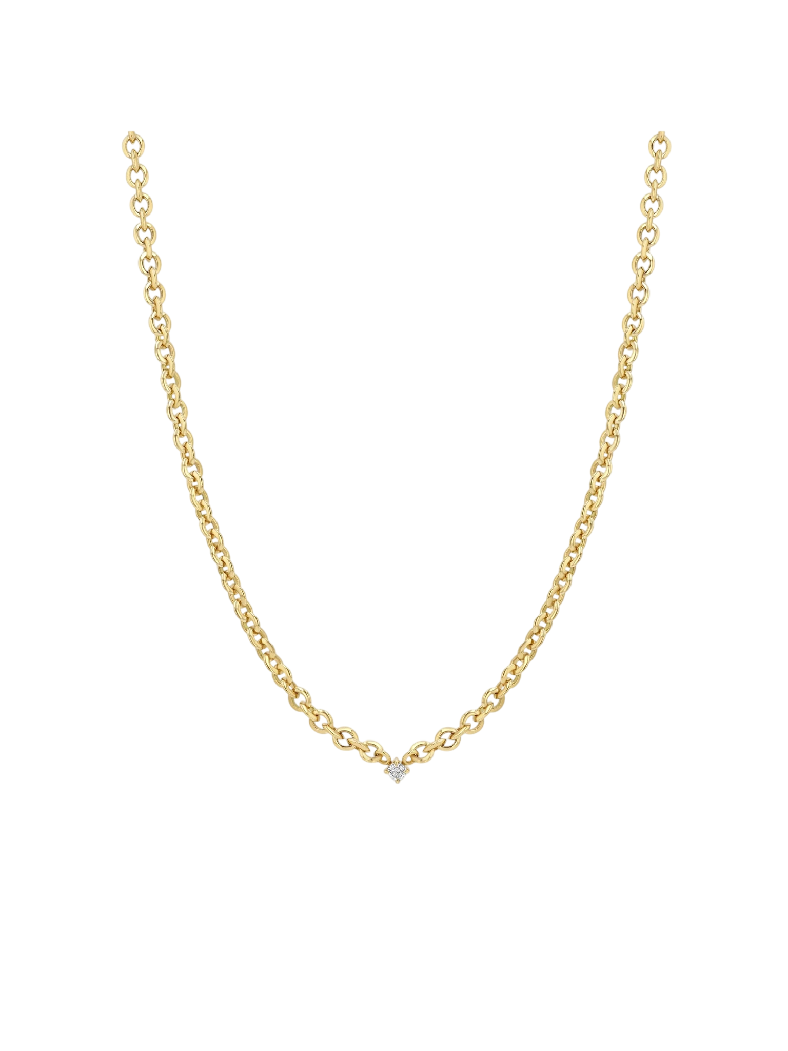 Micro Chain Necklace With Mini Diamond Center