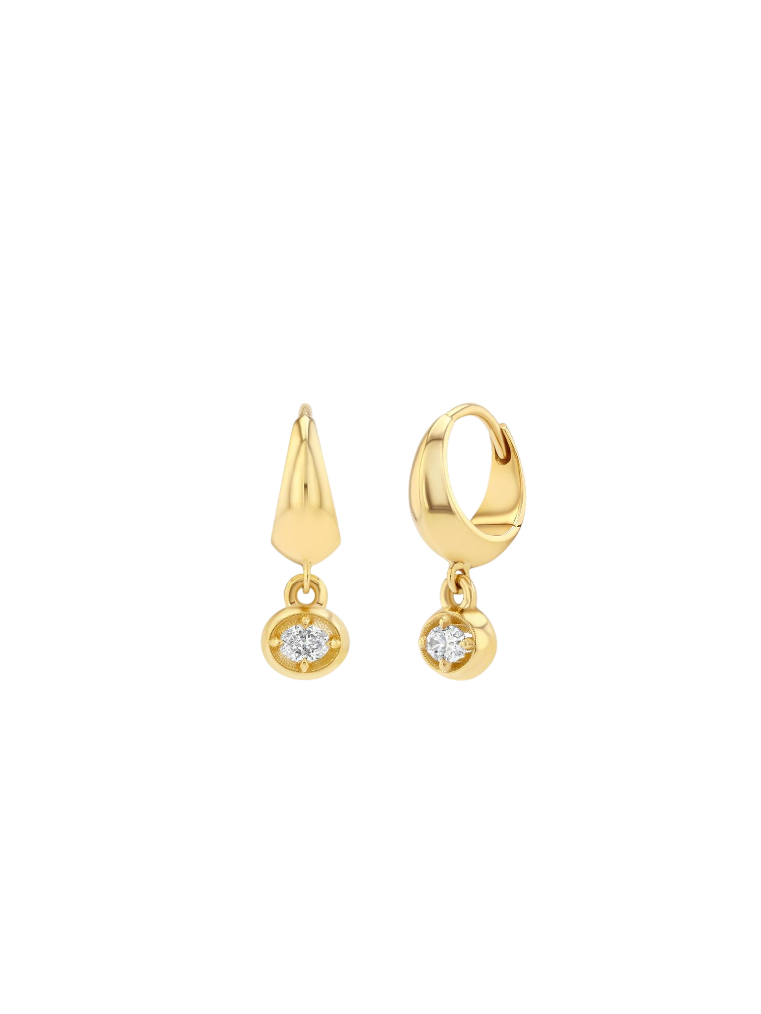 Small Crescent with diamond oval bezel dangle