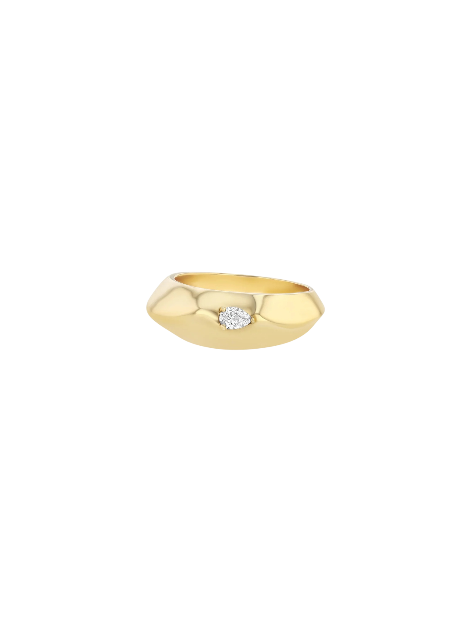 Liquid Gold Ring with Pear Shaped Diamond