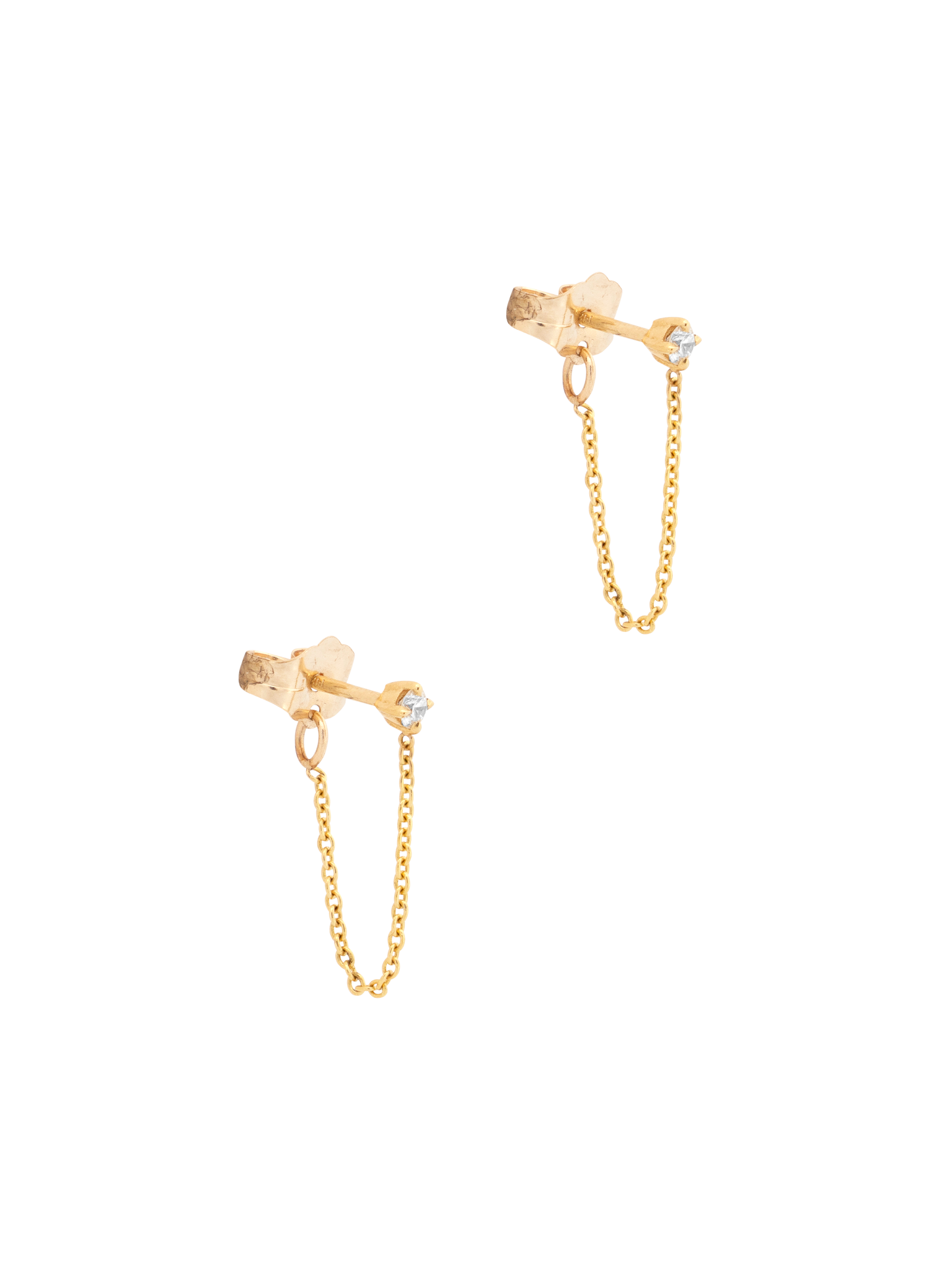 Floating round diamond chain earrings