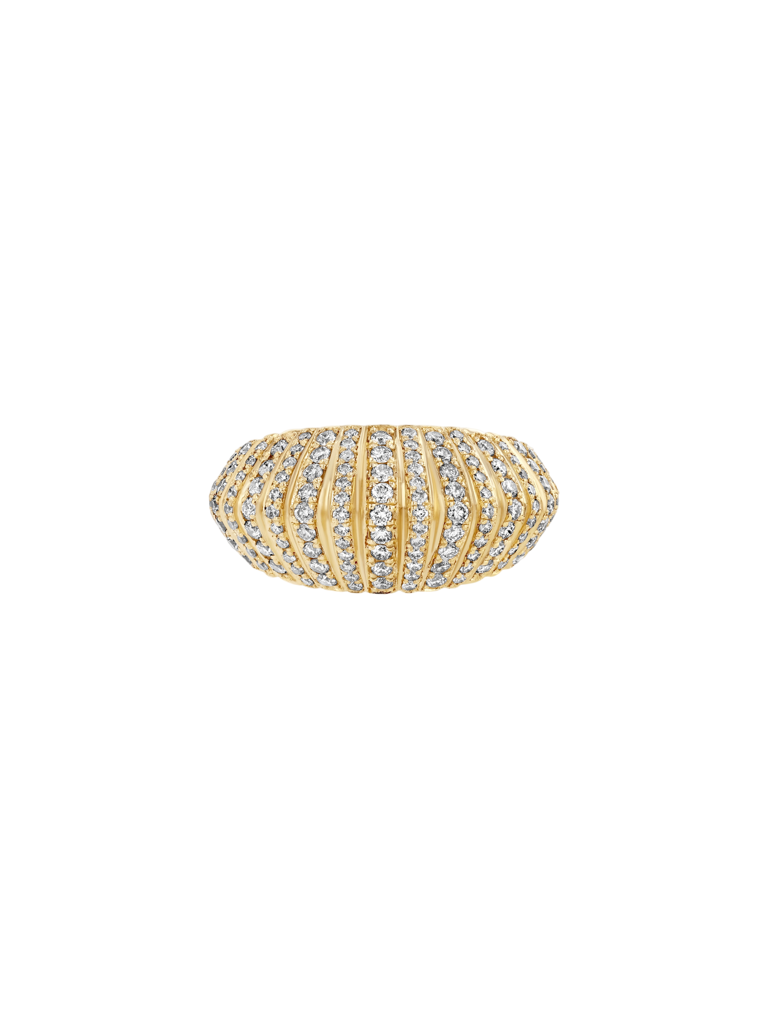 XL Fluted Crescent Ring With Full Pave