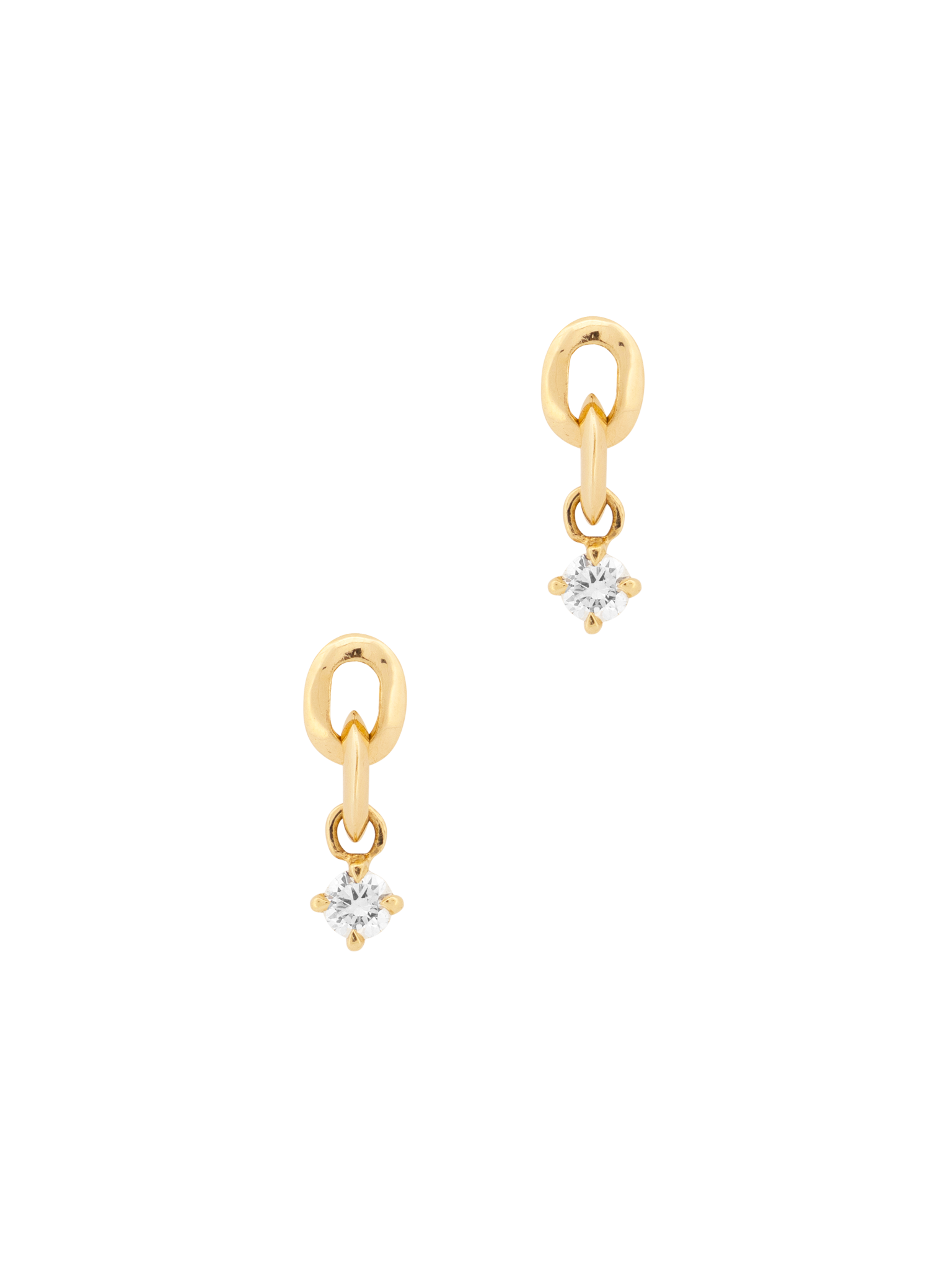 XS link round diamond drop earrings