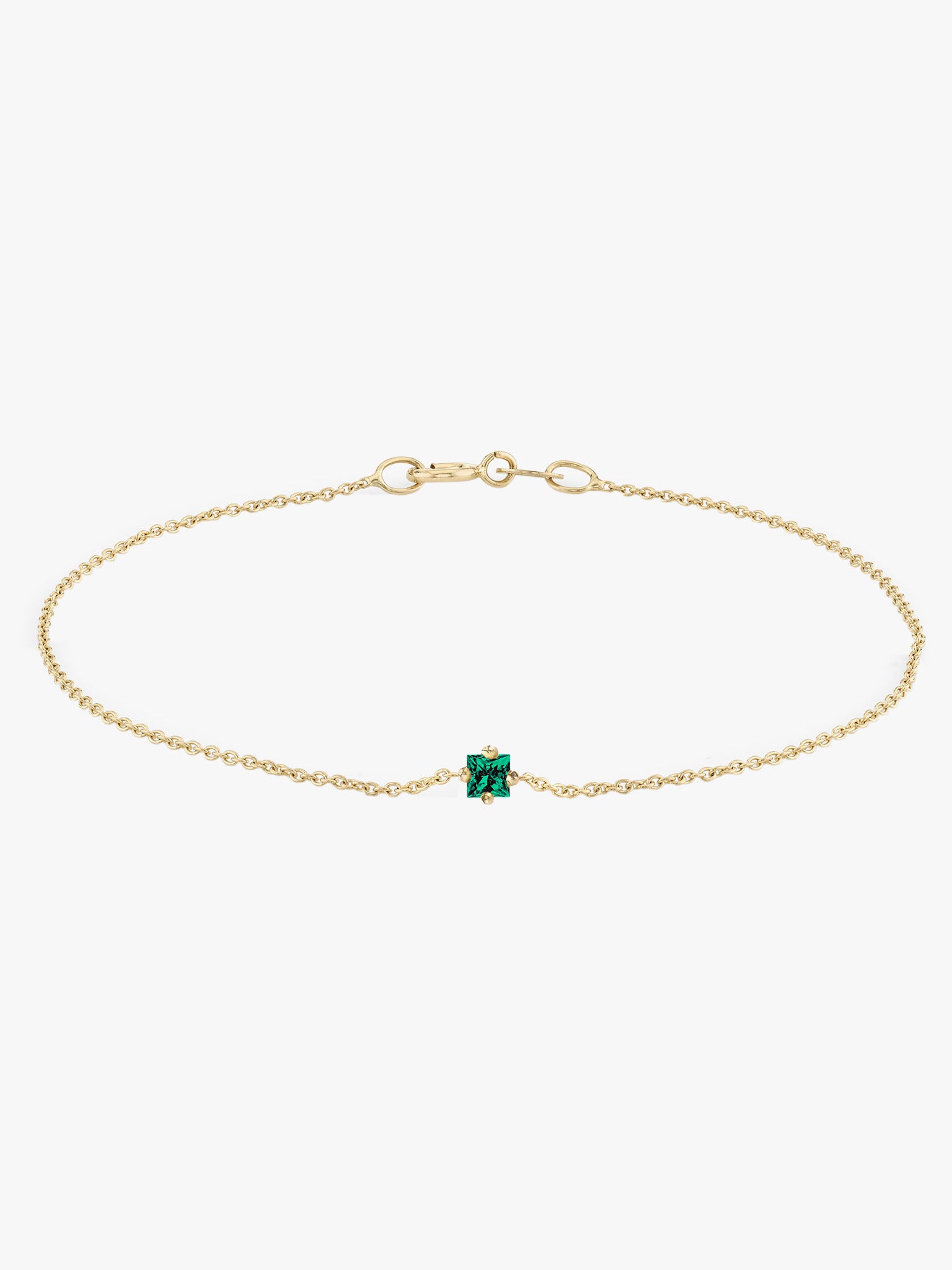 Princess cut emerald floating bracelet