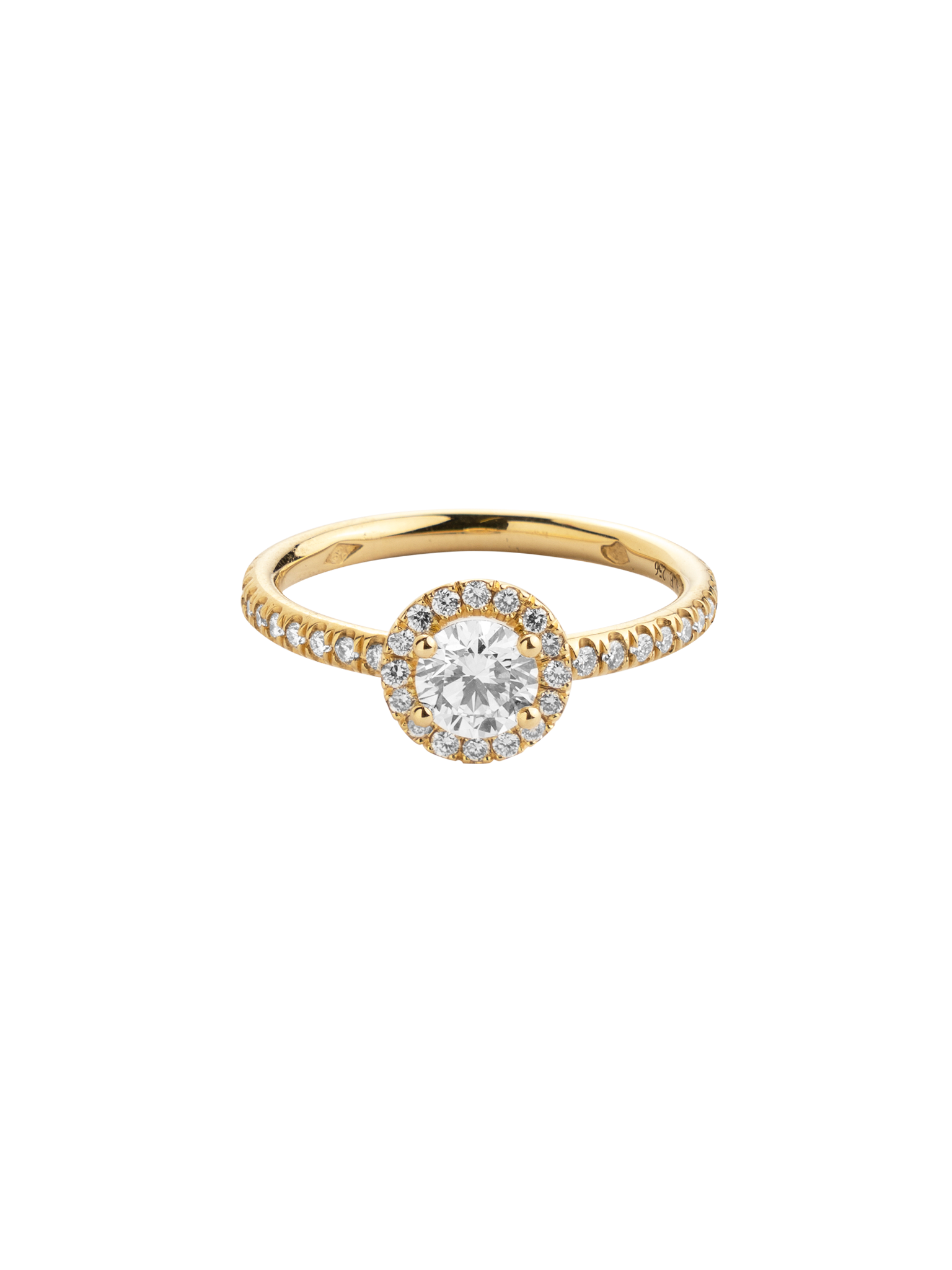 Solitaire absolu.e couronne 0.5ct pavé - 18k yellow gold
