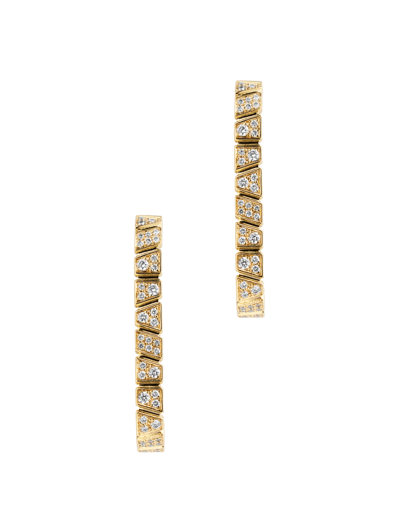 Earrings ride & love pavées medium - 18k yellow gold
