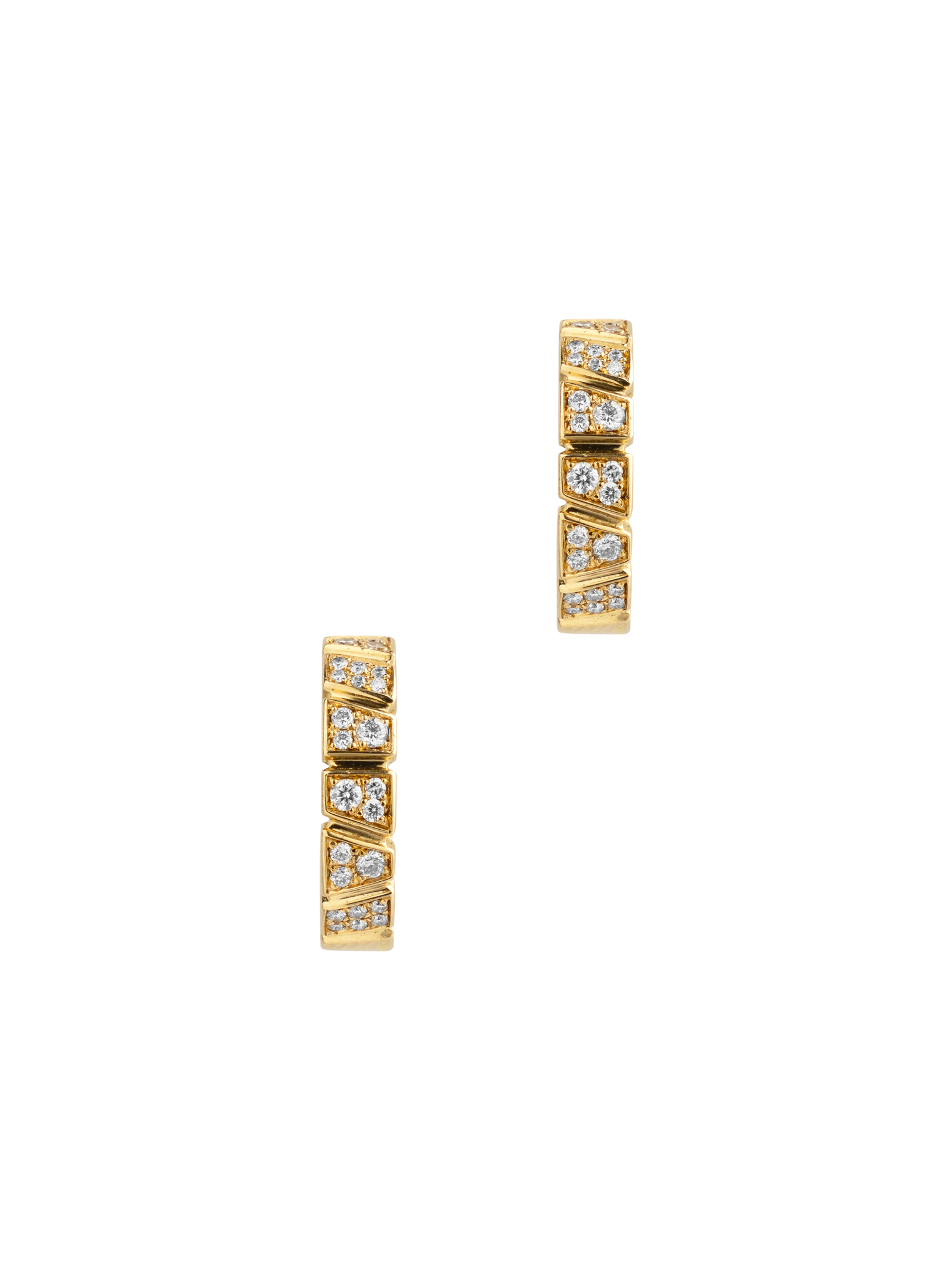 Earrings ride & love pavées small - 18k yellow gold