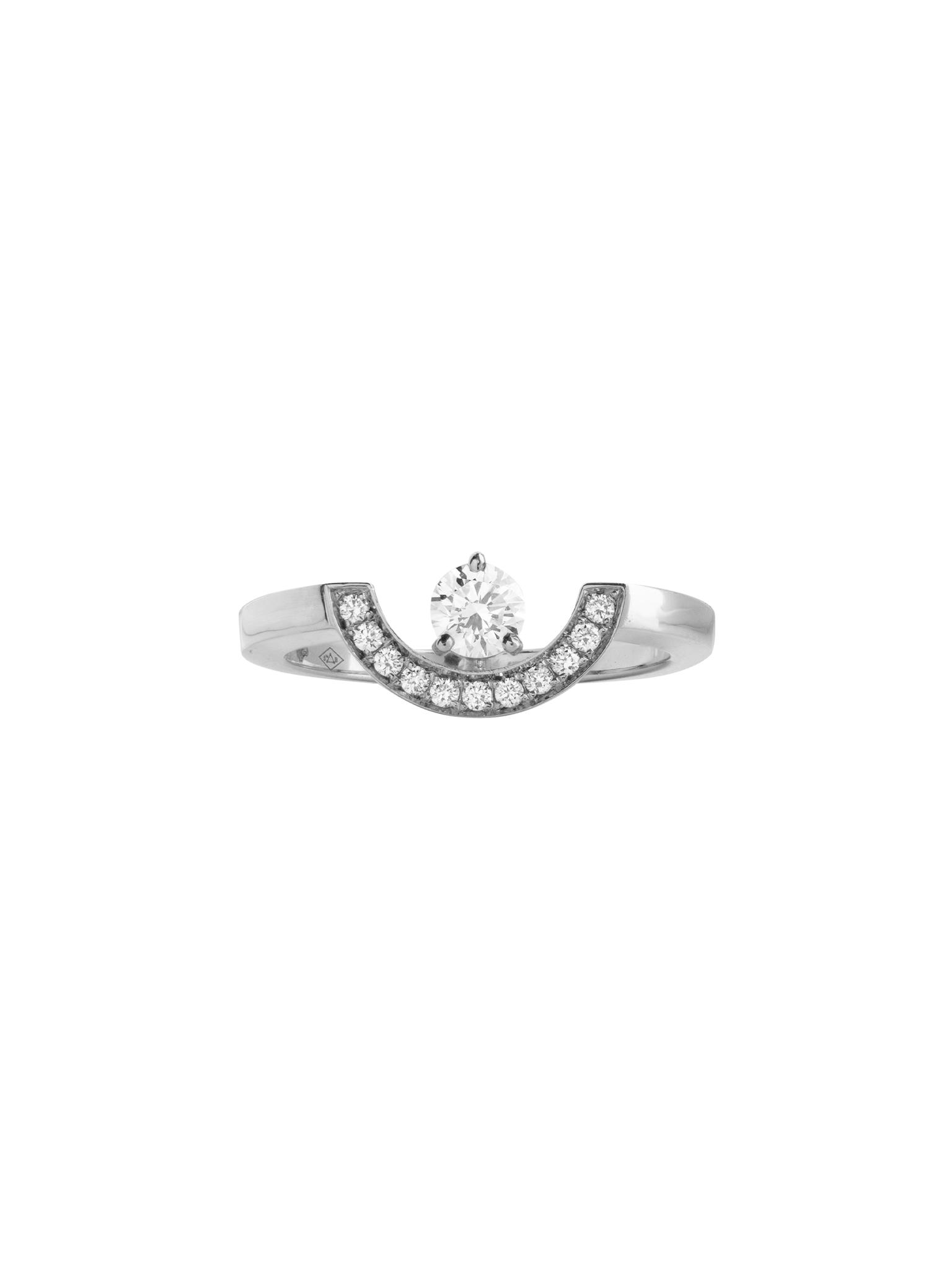 Ring intrépide petit arc 0.25ct pavé - 18k white gold