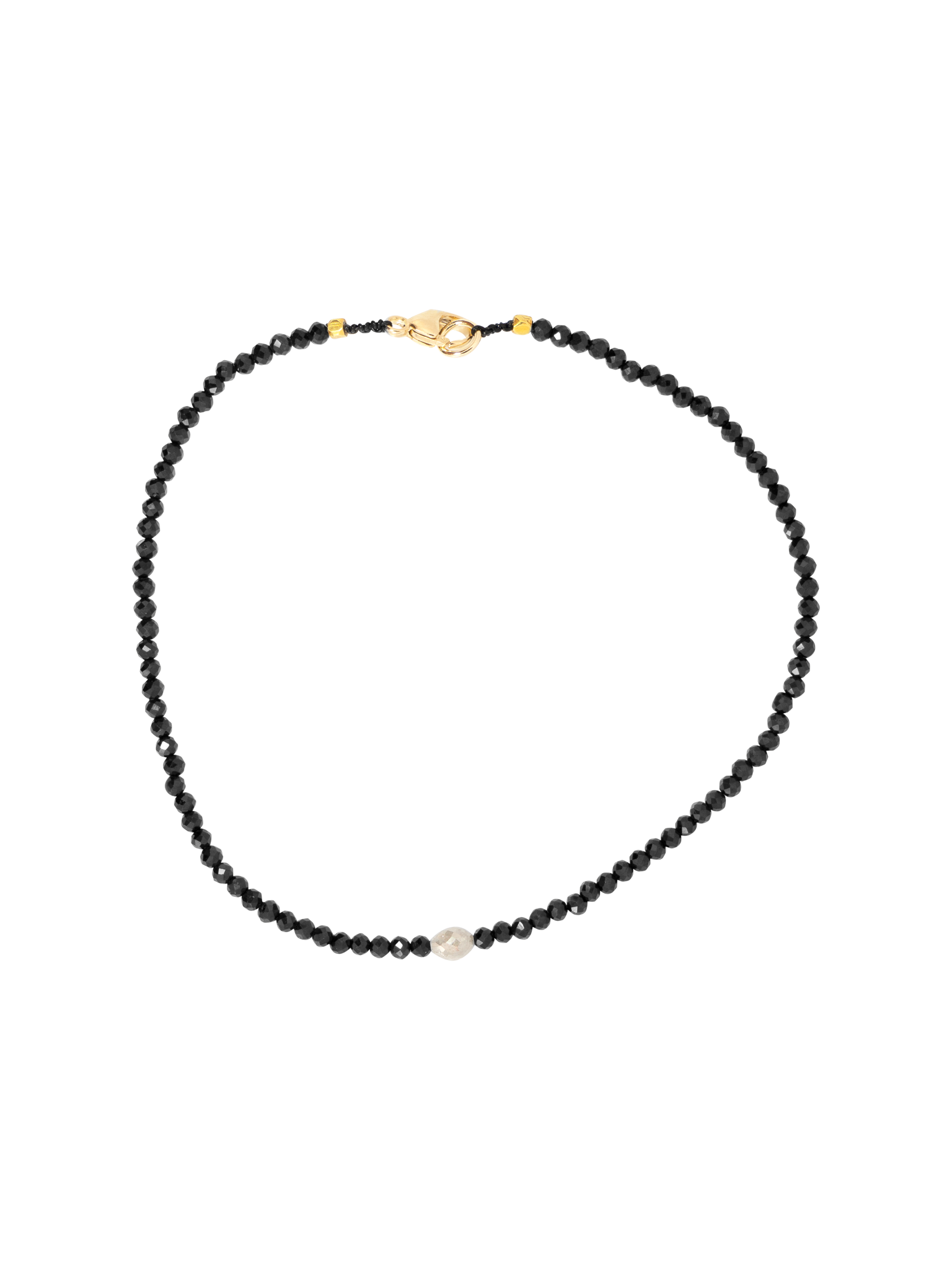 Black spinel and grey diamond beaded bracelet