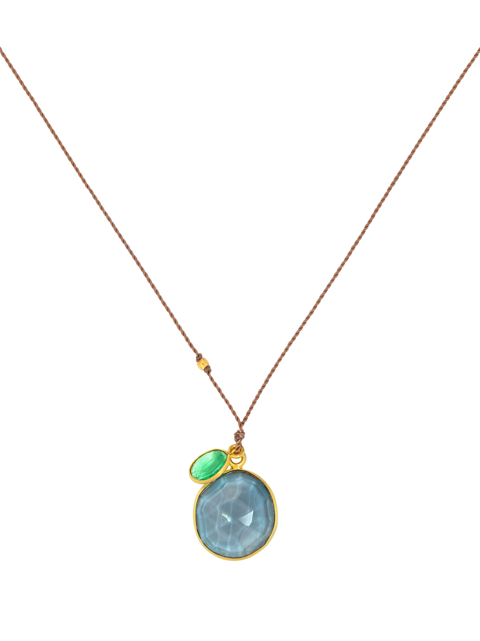 London blue topaz and emerald pendant necklace