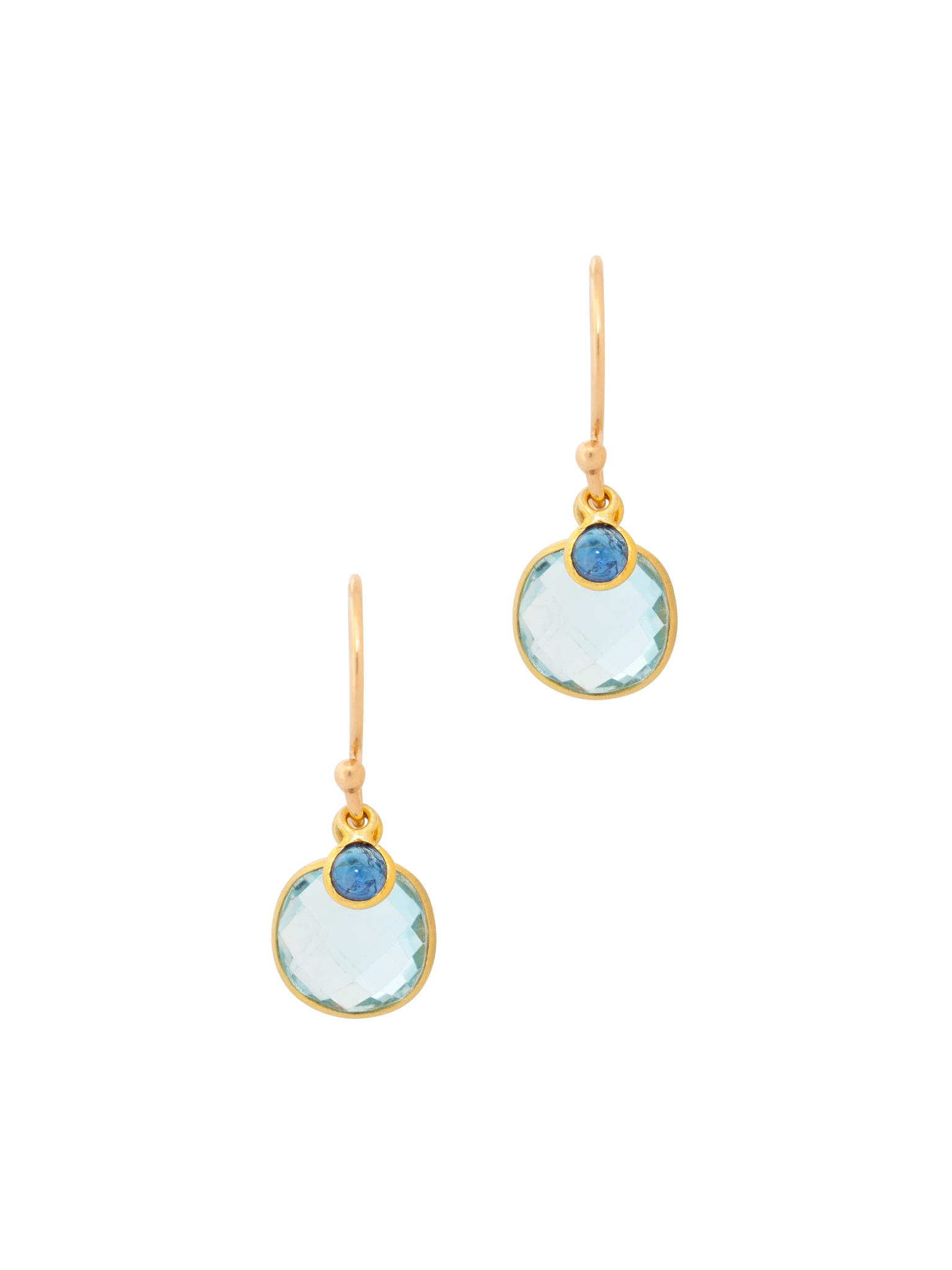 Small blue topaz and cabochon sapphire earrings
