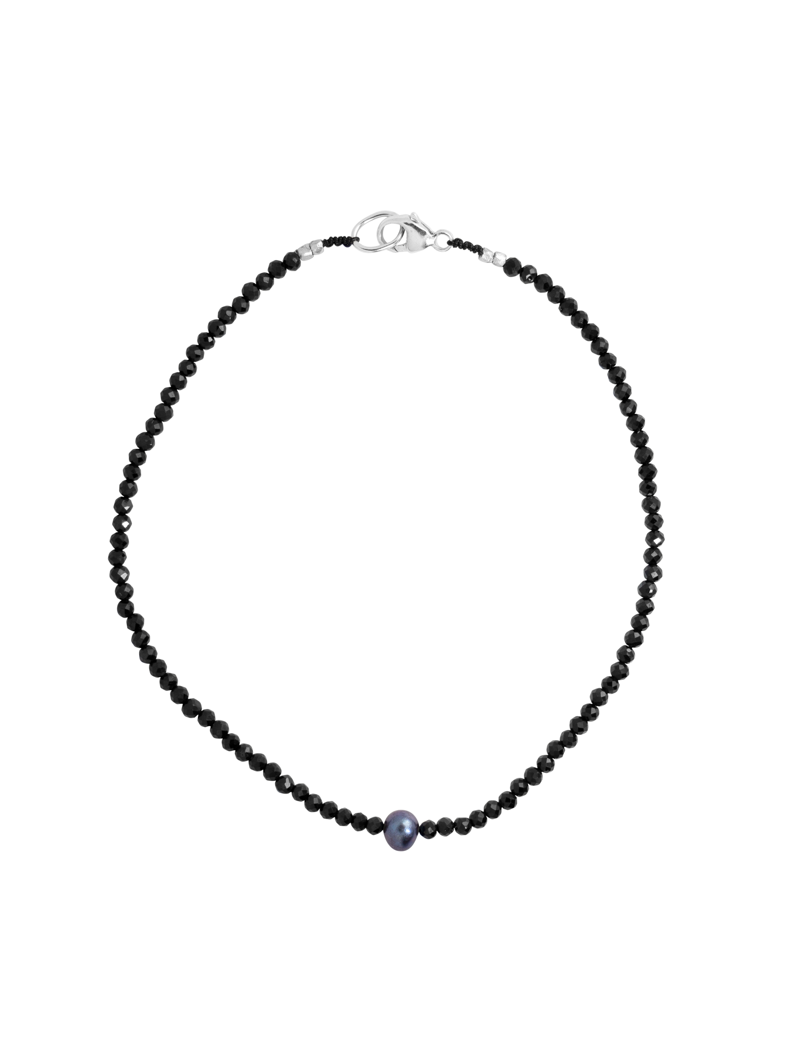 Black spinel and black pearl beaded bracelet