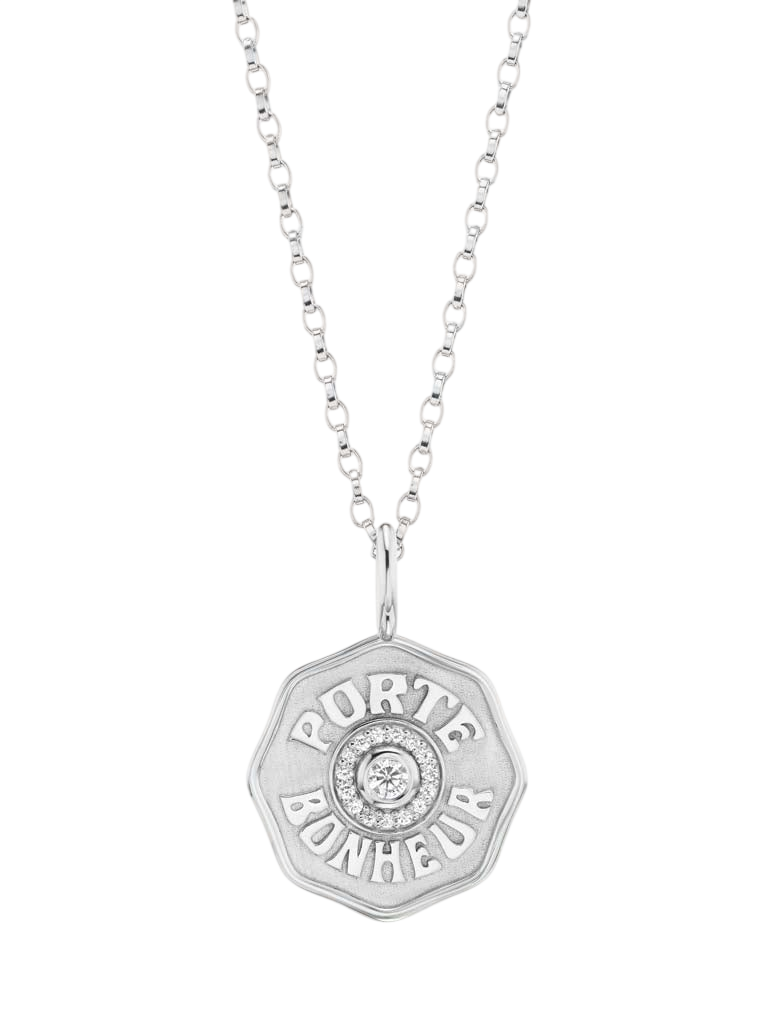 Raised Gold Mini Diamond Halo Porte Bonheur