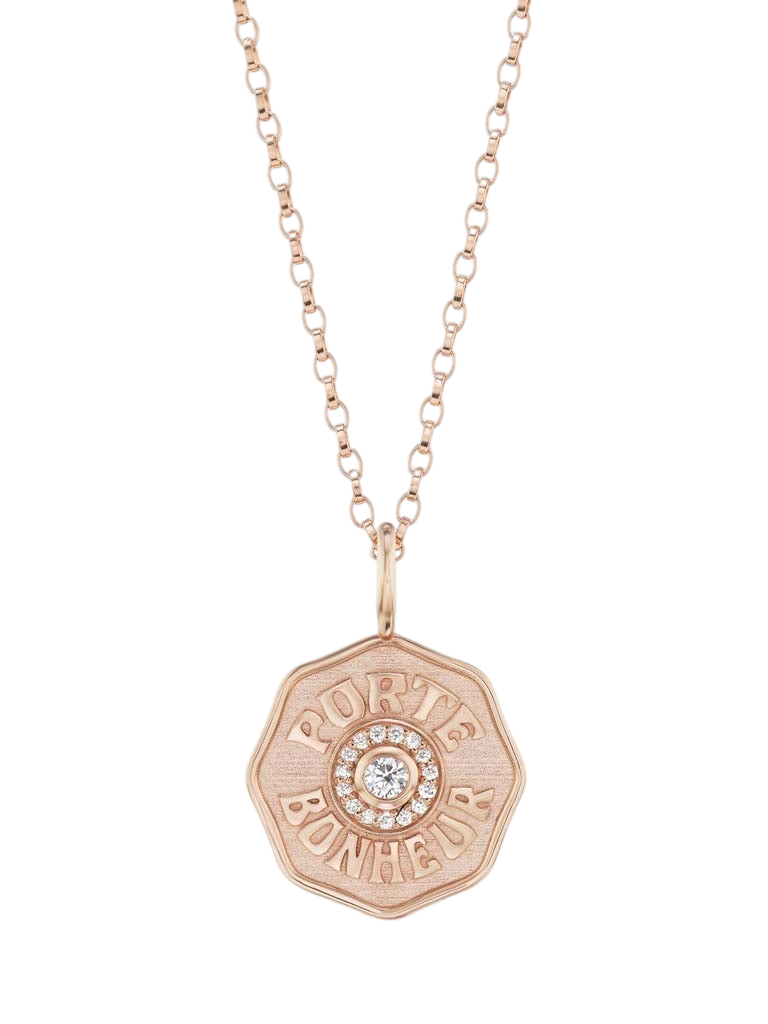 Raised Gold Mini Diamond Halo Porte Bonheur