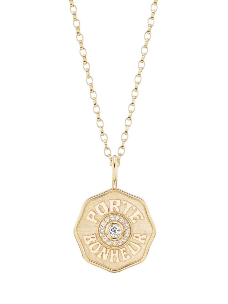 Raised Gold Mini Diamond Halo Porte Bonheur