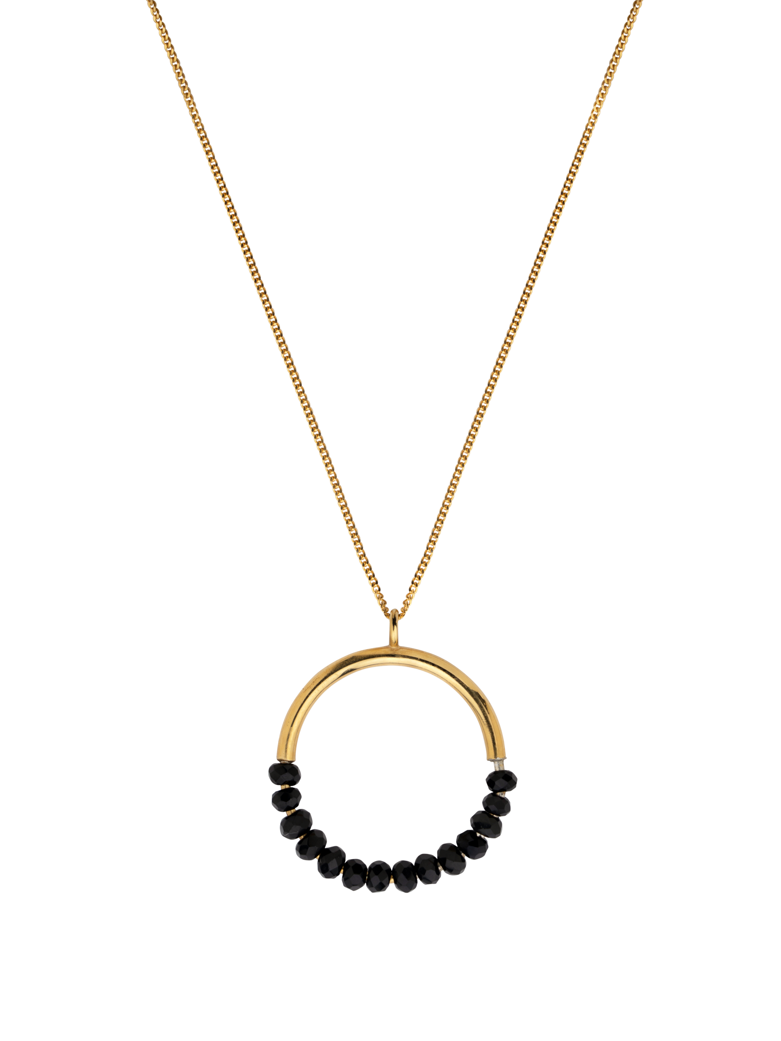 Black spinel halo necklace