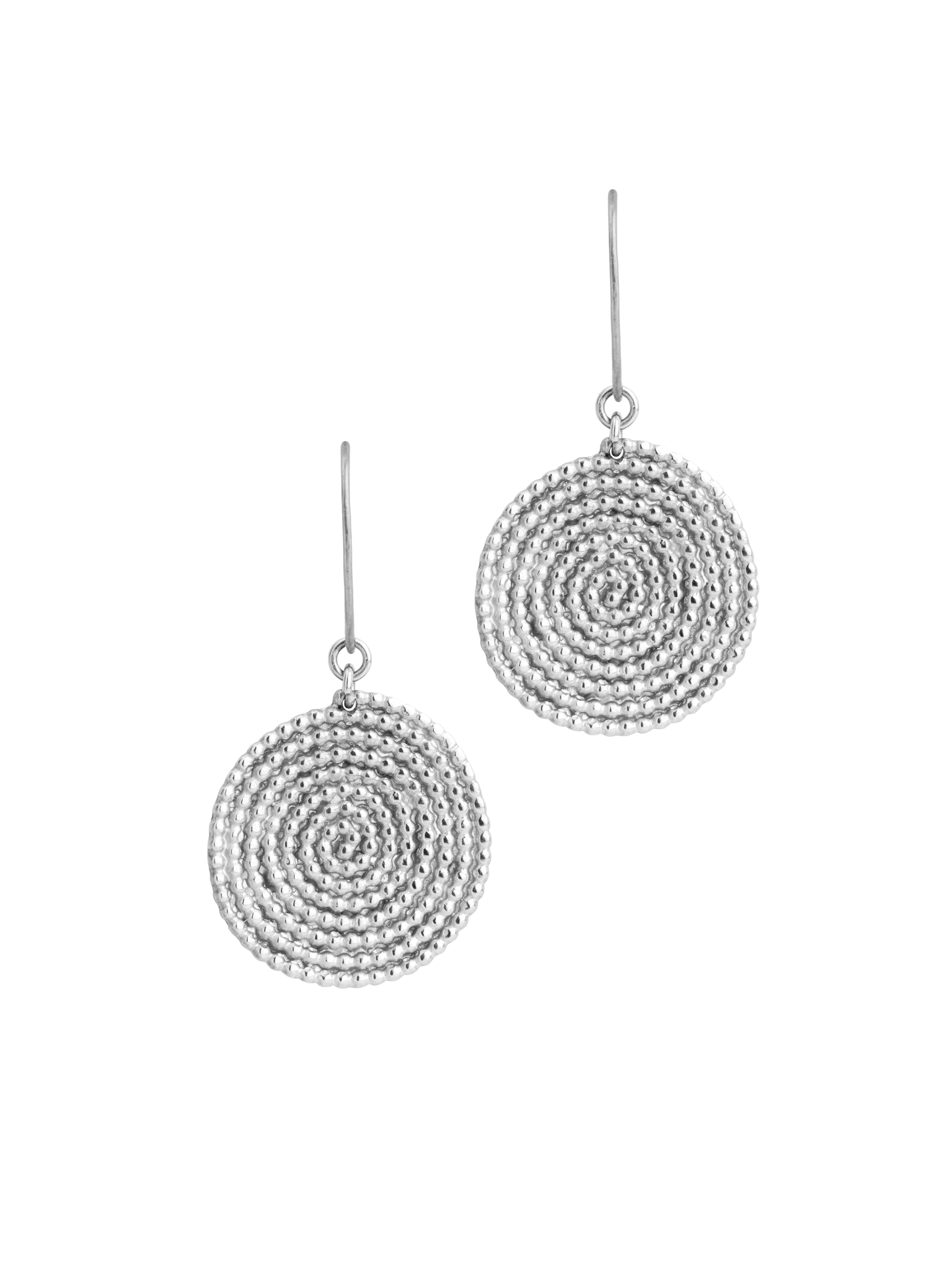 Granulated large spiral earrings