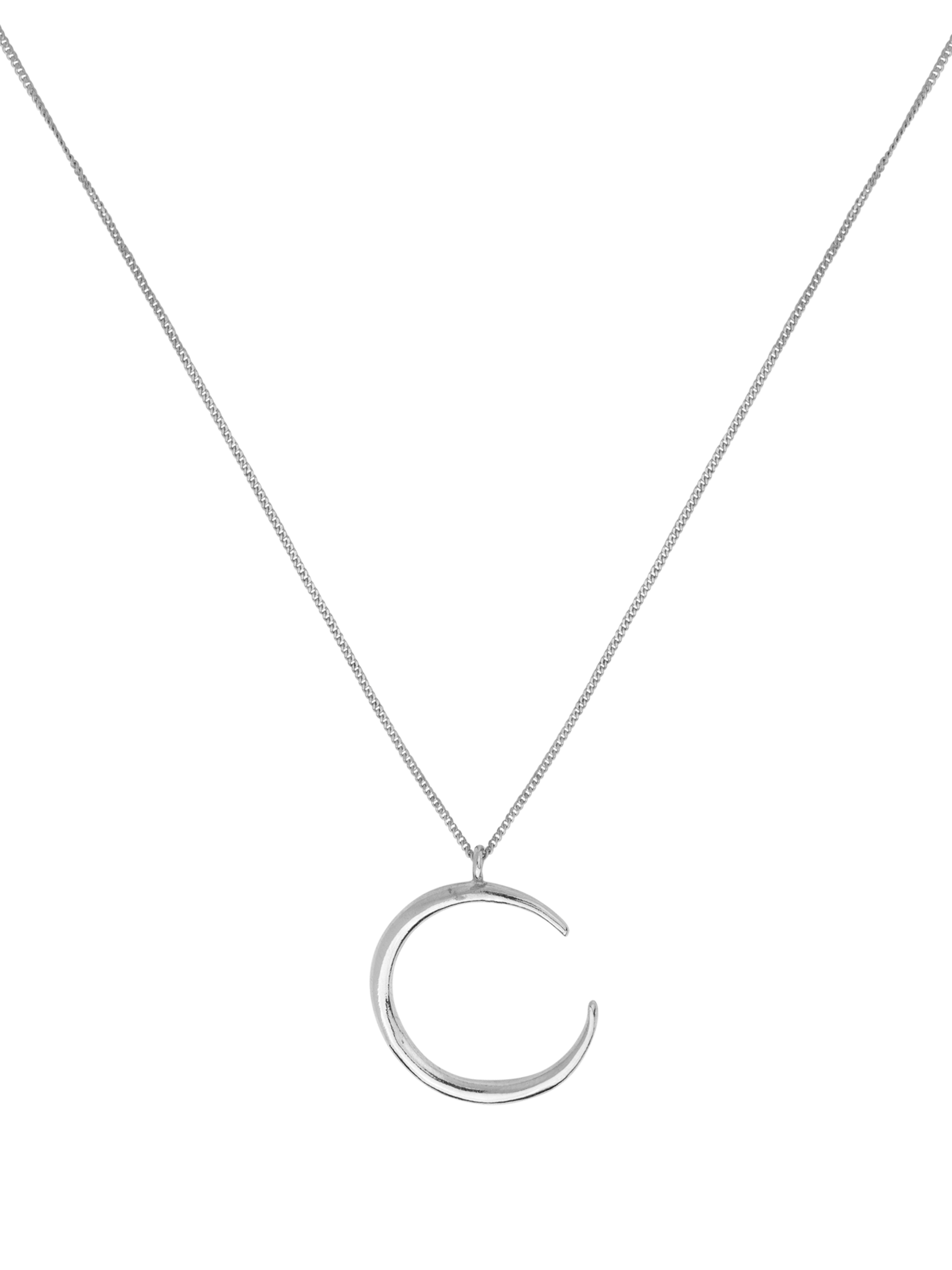 Crescent shaped pendant in sterling silver