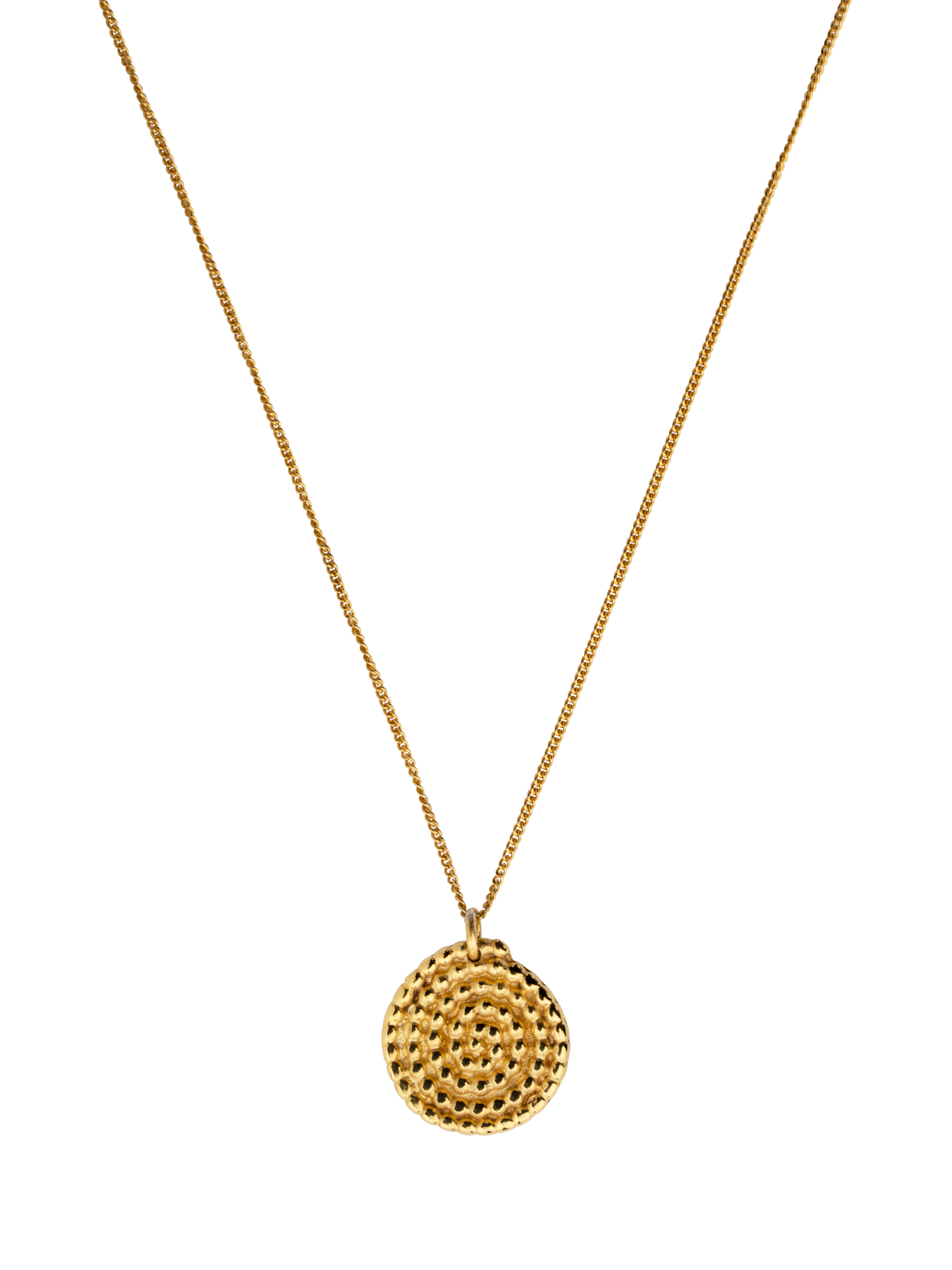 Golden granulated small spiral pendant necklace