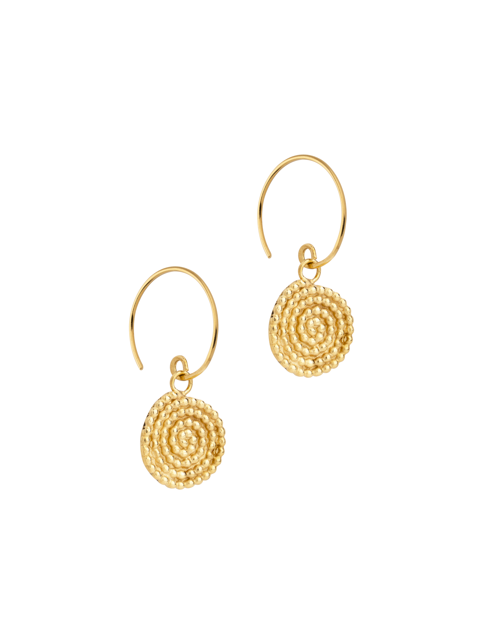 Golden granulated spiral earrings