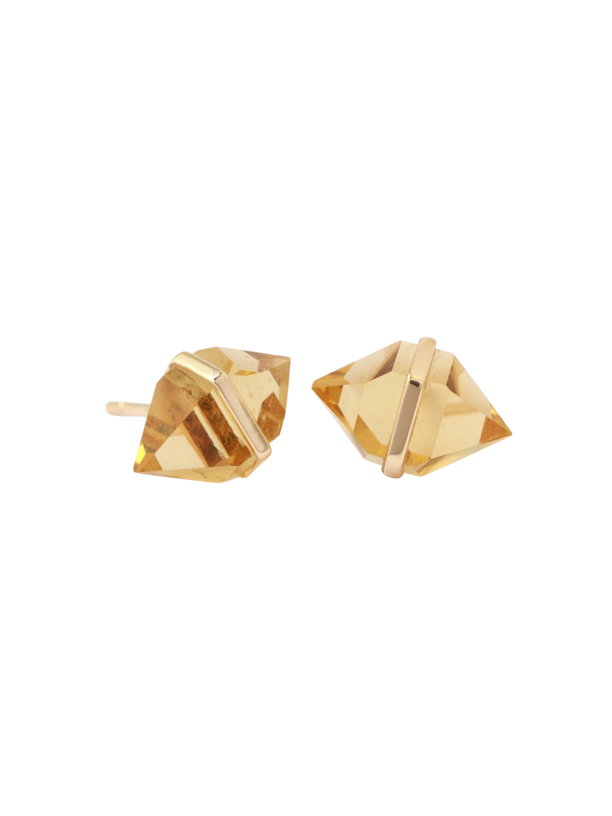 Large Herkimer Cut Citrine Stud Earrings photo