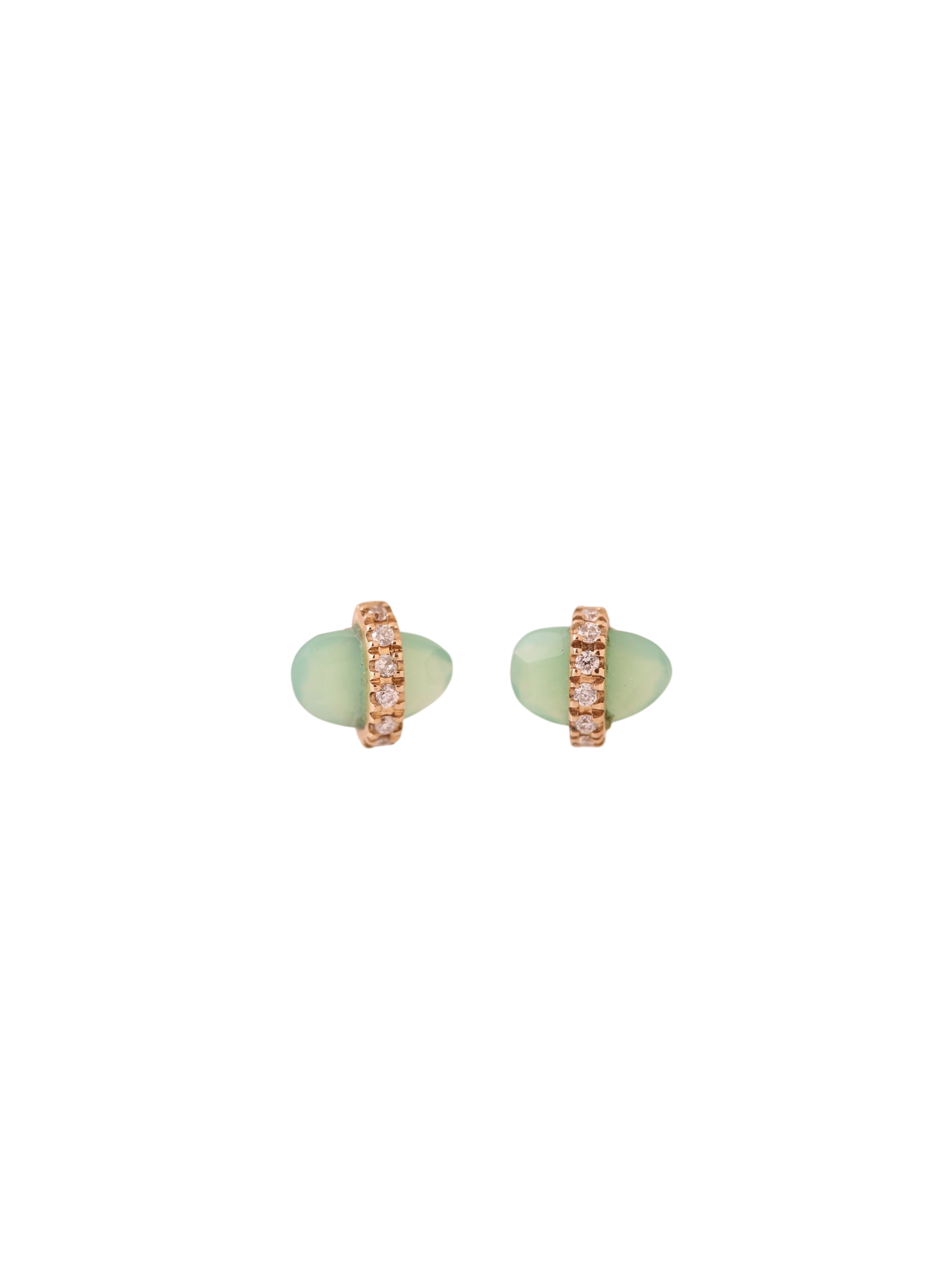 Diamond Wrapped Chrysoprase Stud Earrings photo