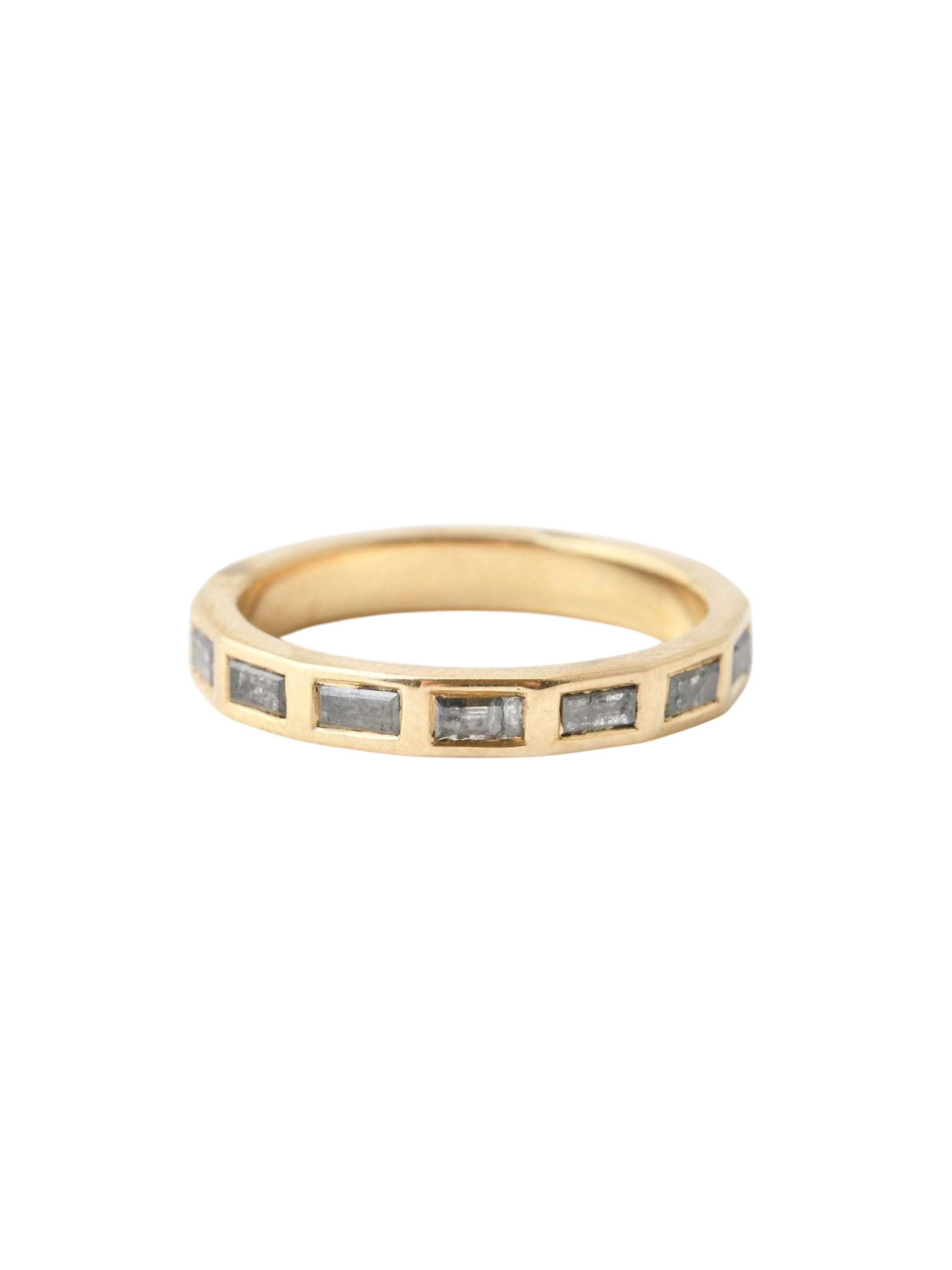Salt and Pepper Diamond Baguette Band - 18k Yellow Gold