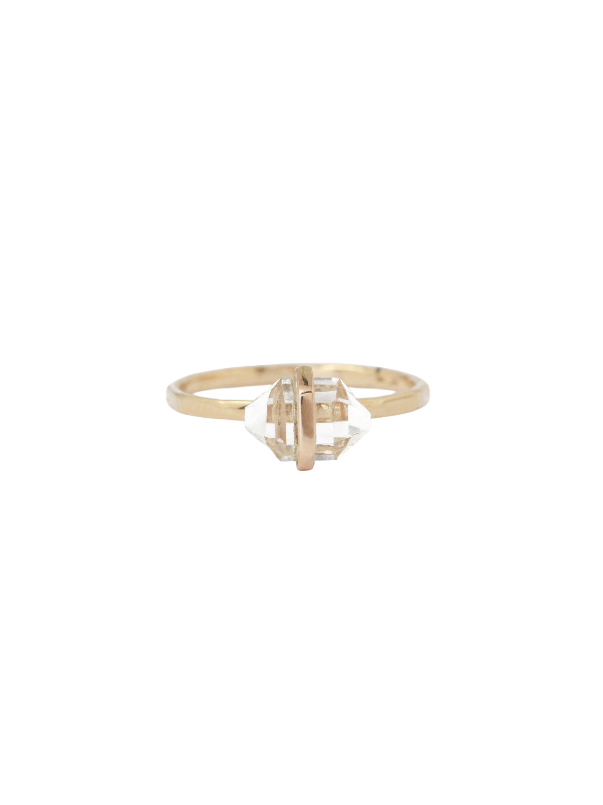 Bezel-Wrapped Herkimer Cut White Topaz Ring photo