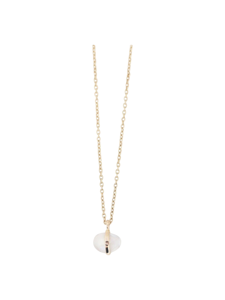 Rainbow Moonstone Bezel Wrapped Necklace photo